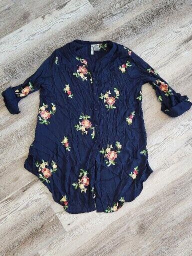 Designer Forgotten Grace Anthropologie Embroidered Tunic Top Plus 1x Size XL / US 12-14 / IT 48-50 - 1 Thumbnail