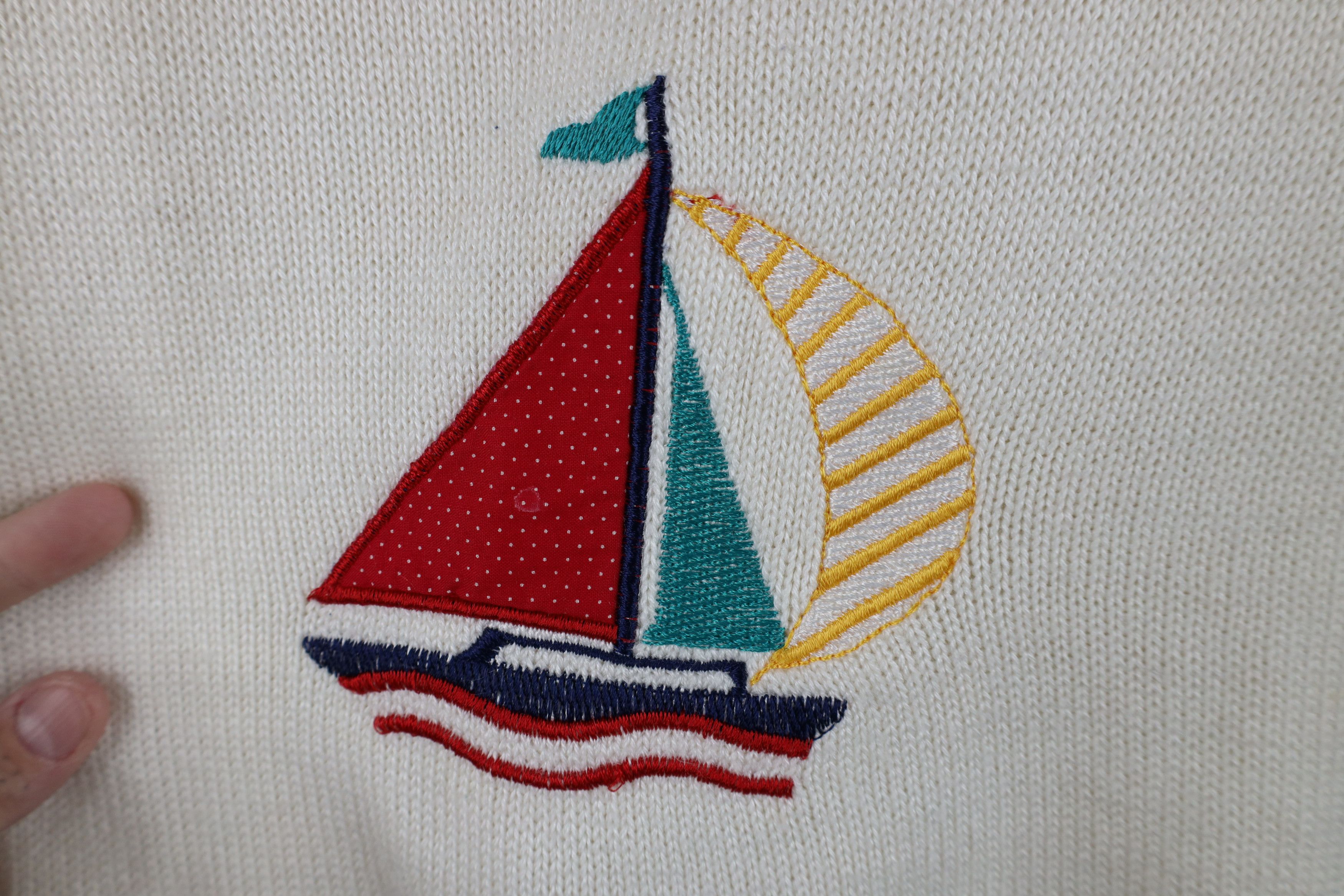 Vintage Vintage 70s Streetwear Sailboat Short Sleeve Knit Sweater Size XL / US 12-14 / IT 48-50 - 4 Thumbnail