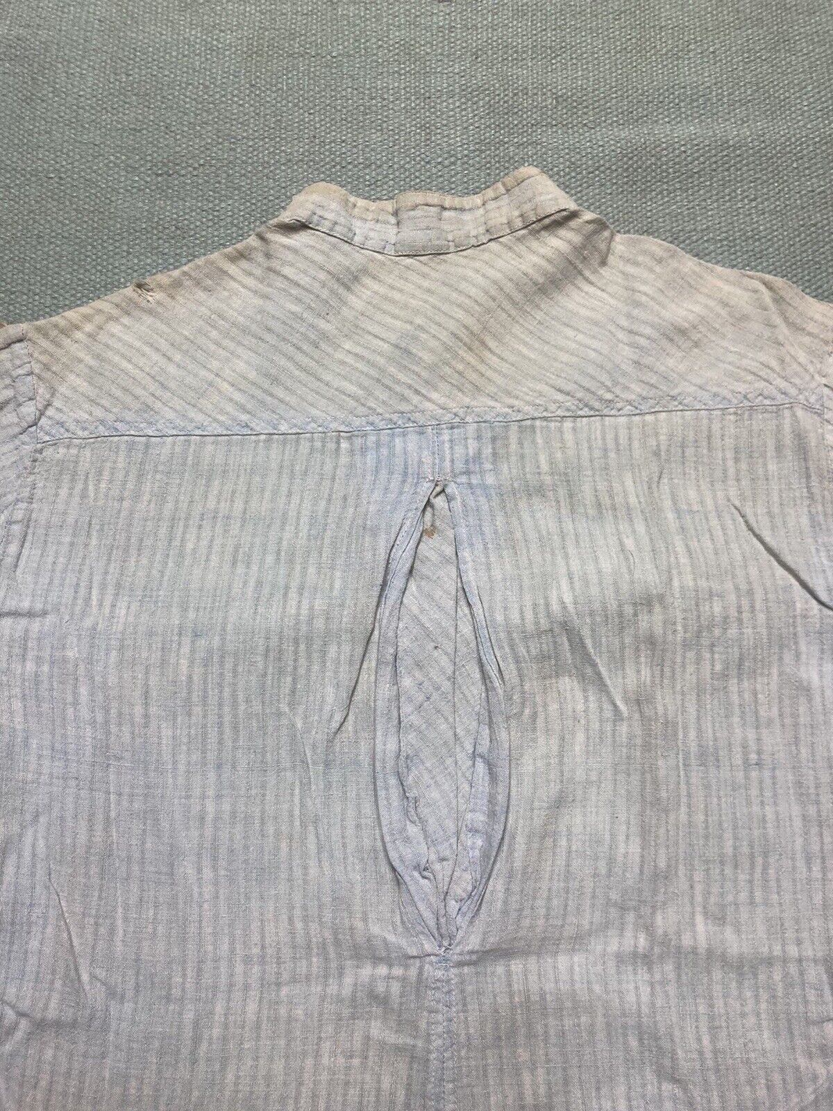 Vintage VTG 70s button shirt cotton chambray thin collarless large Size US L / EU 52-54 / 3 - 9 Thumbnail