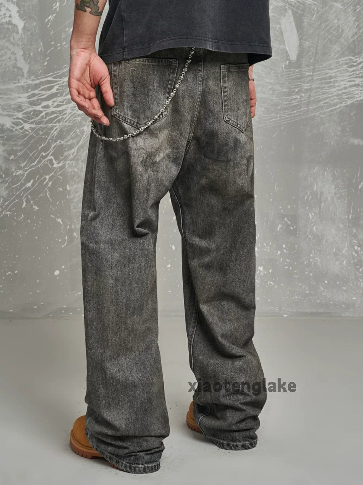 Jean × Vintage washed faded loose baggy stain skate hiphop jeans Size US 32 / EU 48 - 2 Thumbnail