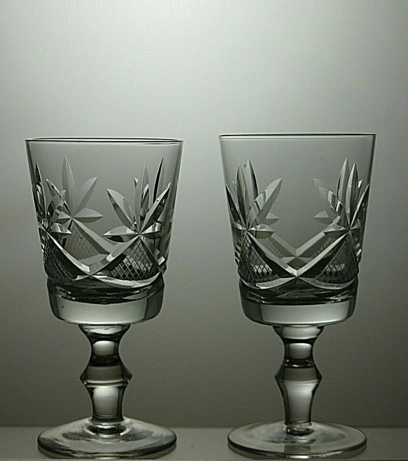 The Unbranded Brand Lead Crystal Cut Glass Set of 2 Wine Glasses 5 1/4" Size ONE SIZE - 3 Thumbnail