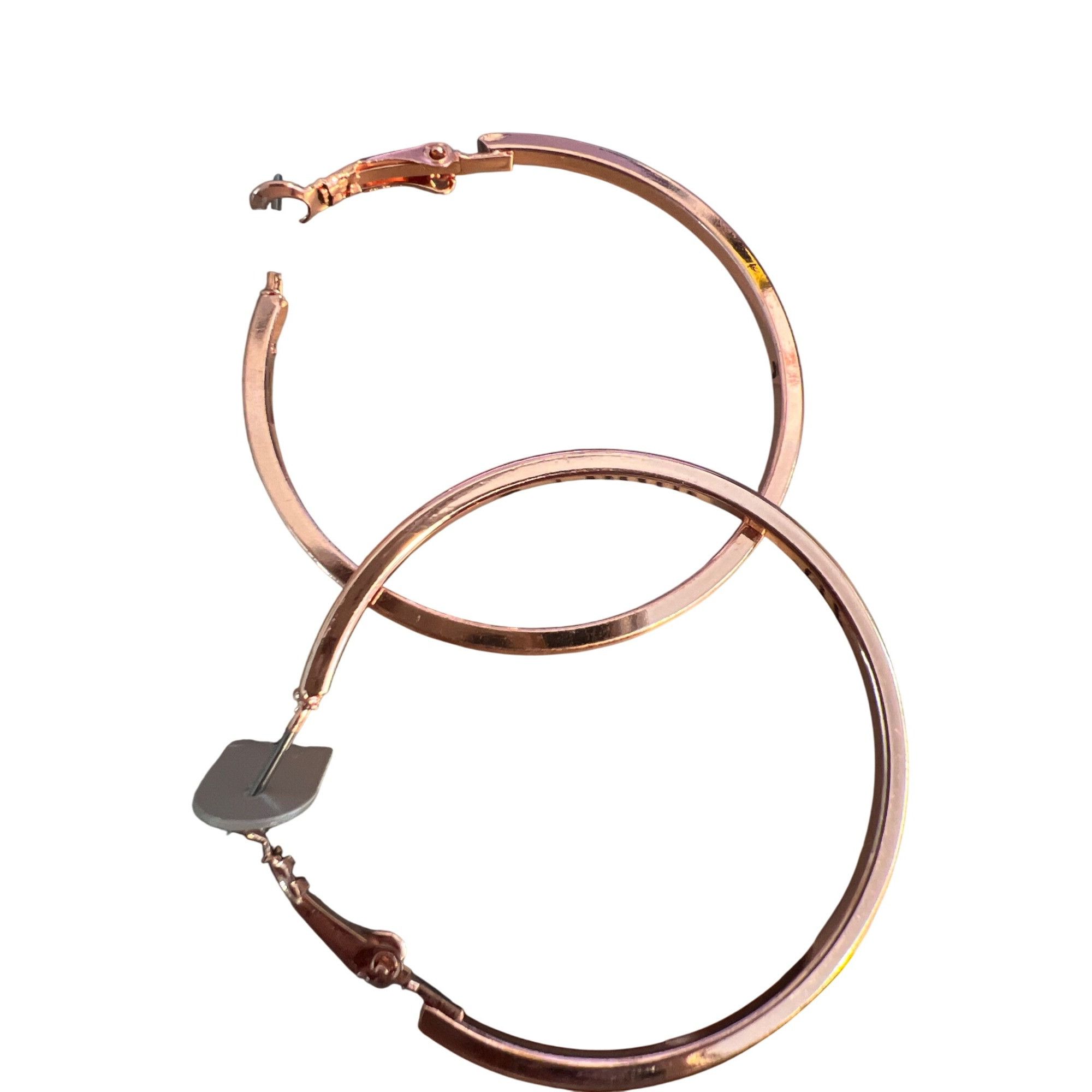 Other Rose Gold Tone Hoop Earrings Lever Back Sensitive Ears 1 7/8 Size ONE SIZE - 4 Thumbnail