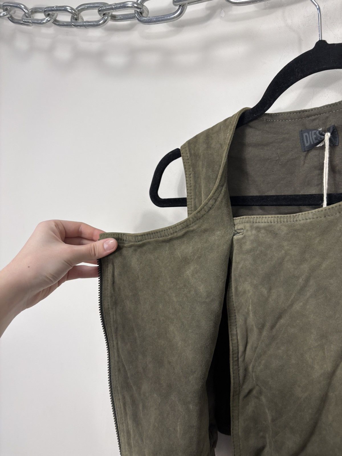 Diesel Diesel L-Zoe NWT Women’s Olive Green Leather Vest Jacket Size S / US 4 / IT 40 - 8 Thumbnail