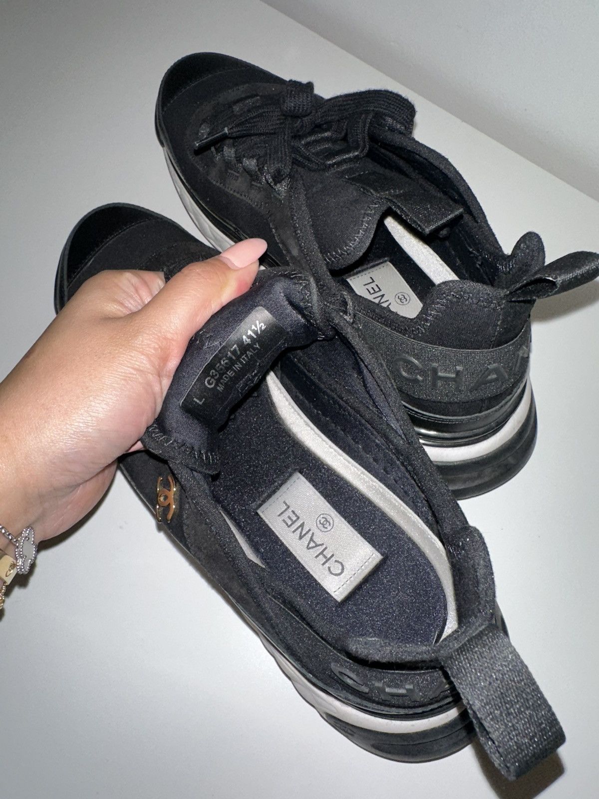 Chanel Chanel Black Leather Trainer Sneakers Size US 8.5 / EU 41-42 - 9 Thumbnail