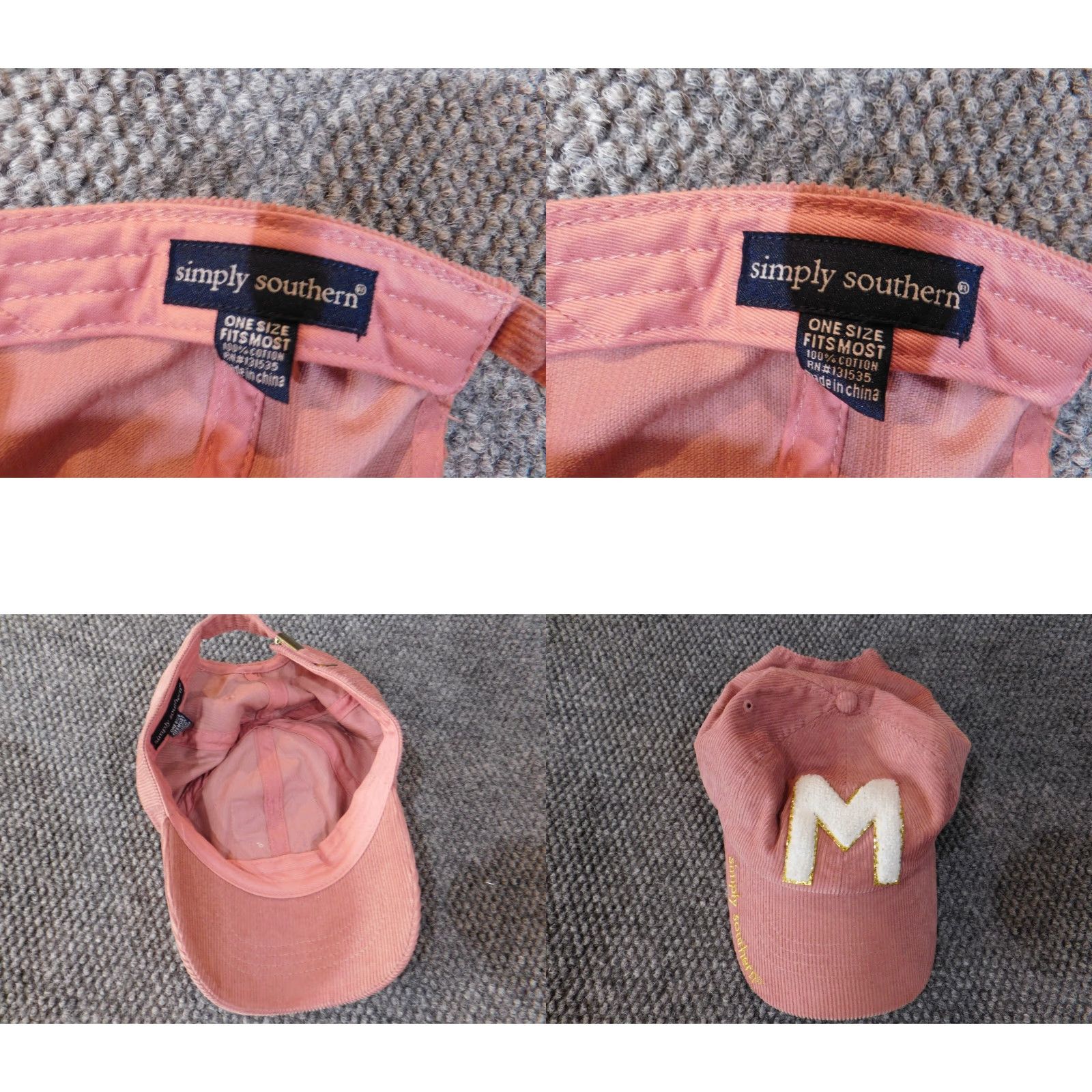 Pinko Simply Southern Hat Cap Womens Pink Logo Fuzzy One Size Adjustable Lightweight Canvas Cotton Baseball Cap Womens Pink Size ONE SIZE - 8 Thumbnail