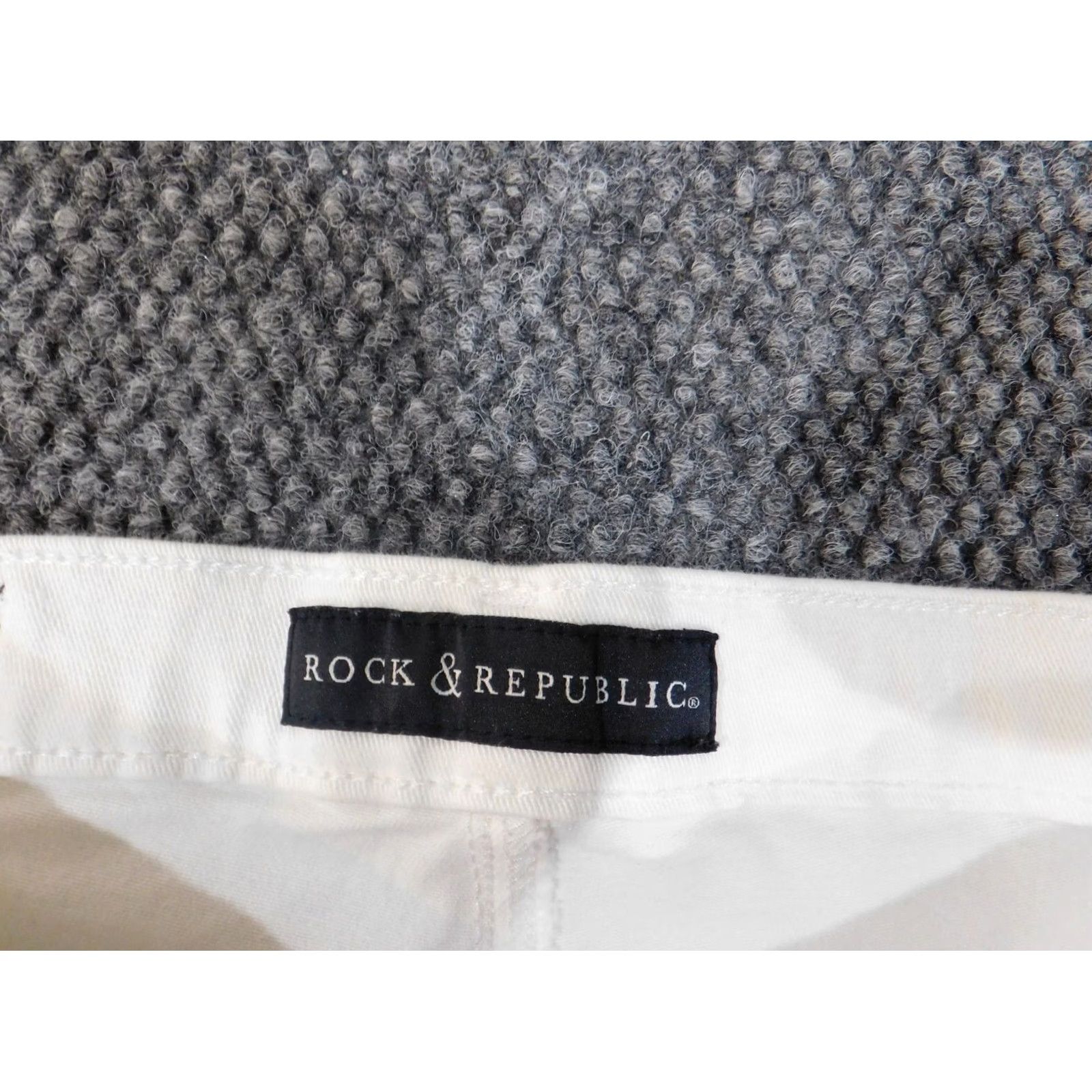 Vintage Rock & Republic Jeans Womens 12 White Berlin Straight Stretch Denim Cotton Regular Inseam 30 in Zipper Classic Size 34" / US 12 / IT 48 - 4 Thumbnail