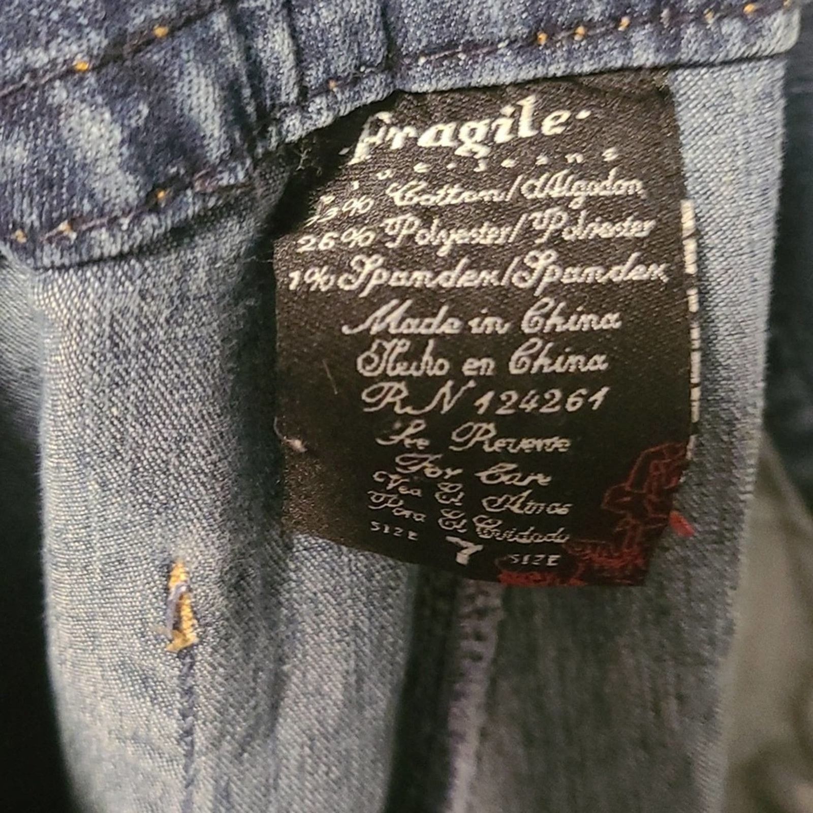 Vintage Vtg y2k Fragile Distressed Low Rise Flared Bell Blue Jeans Size 30" / US 8 / IT 44 - 13 Thumbnail
