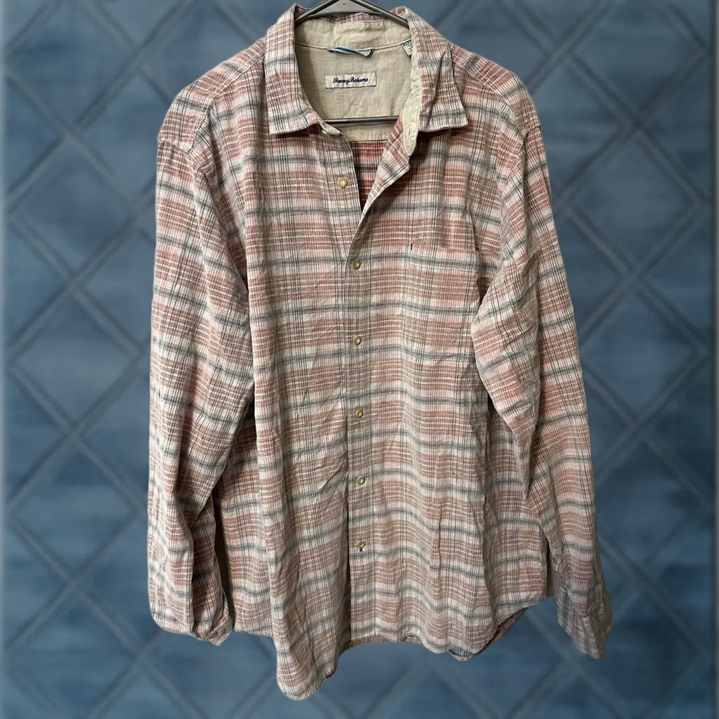 Tommy Bahama Tommy Bahama Shirt Mens XLT Pink Plaid 100% Cotton Long Sleeve Button Up Size US XL / EU 56 / 4 - 1 Thumbnail