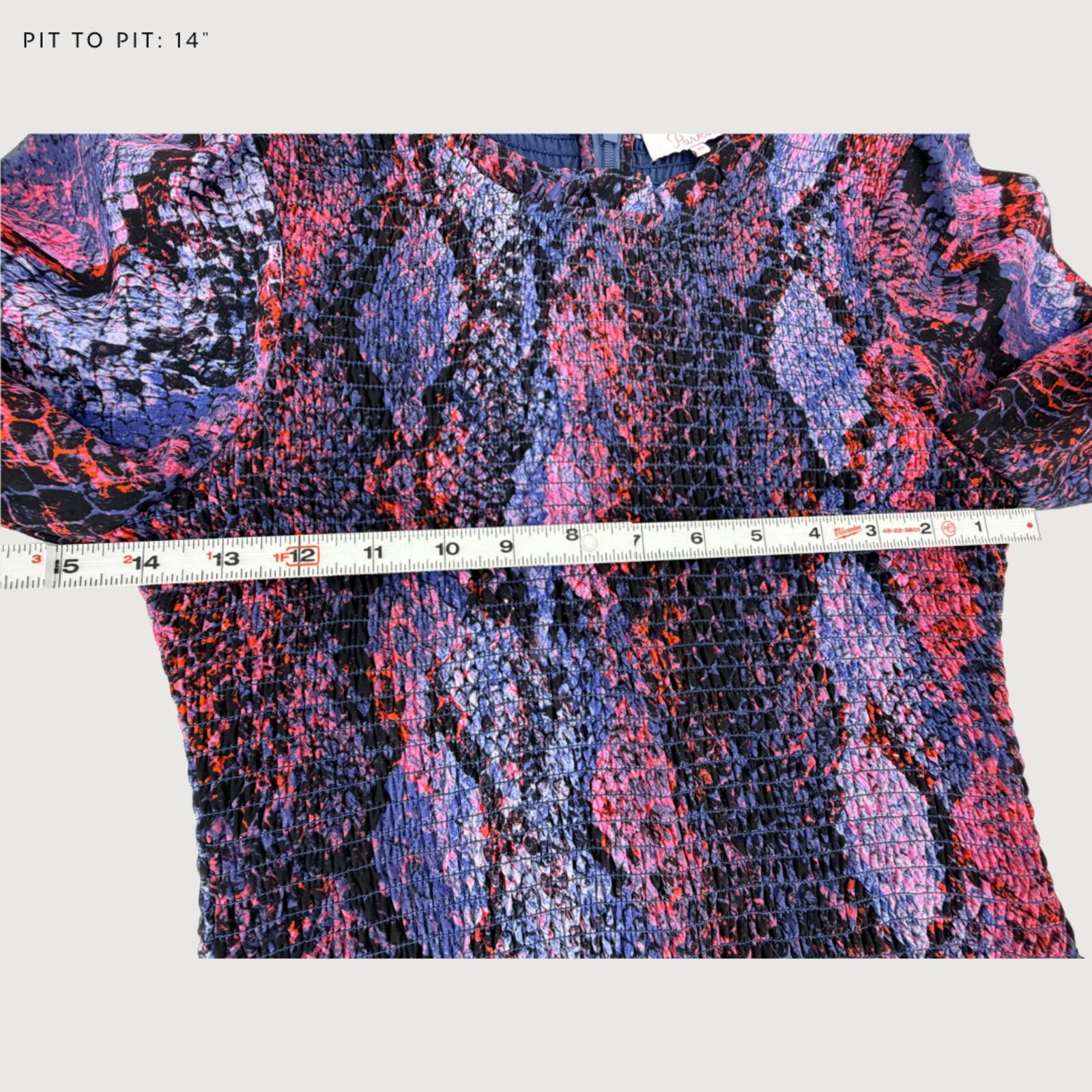 Packer Shoes Parker Snake Print Smocked Mini Dress Long Sleeve Purple XS Size XS / US 0-2 / IT 36-38 - 7 Thumbnail