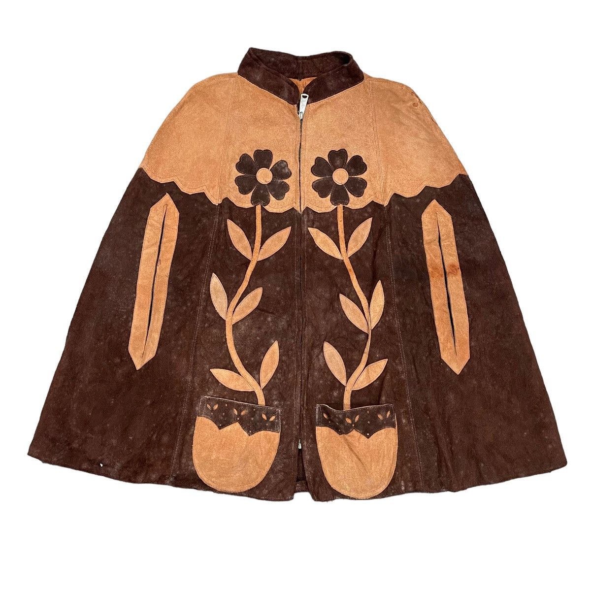 RARE Vintage Genuine Leather Zipper Poncho Leather Jackets