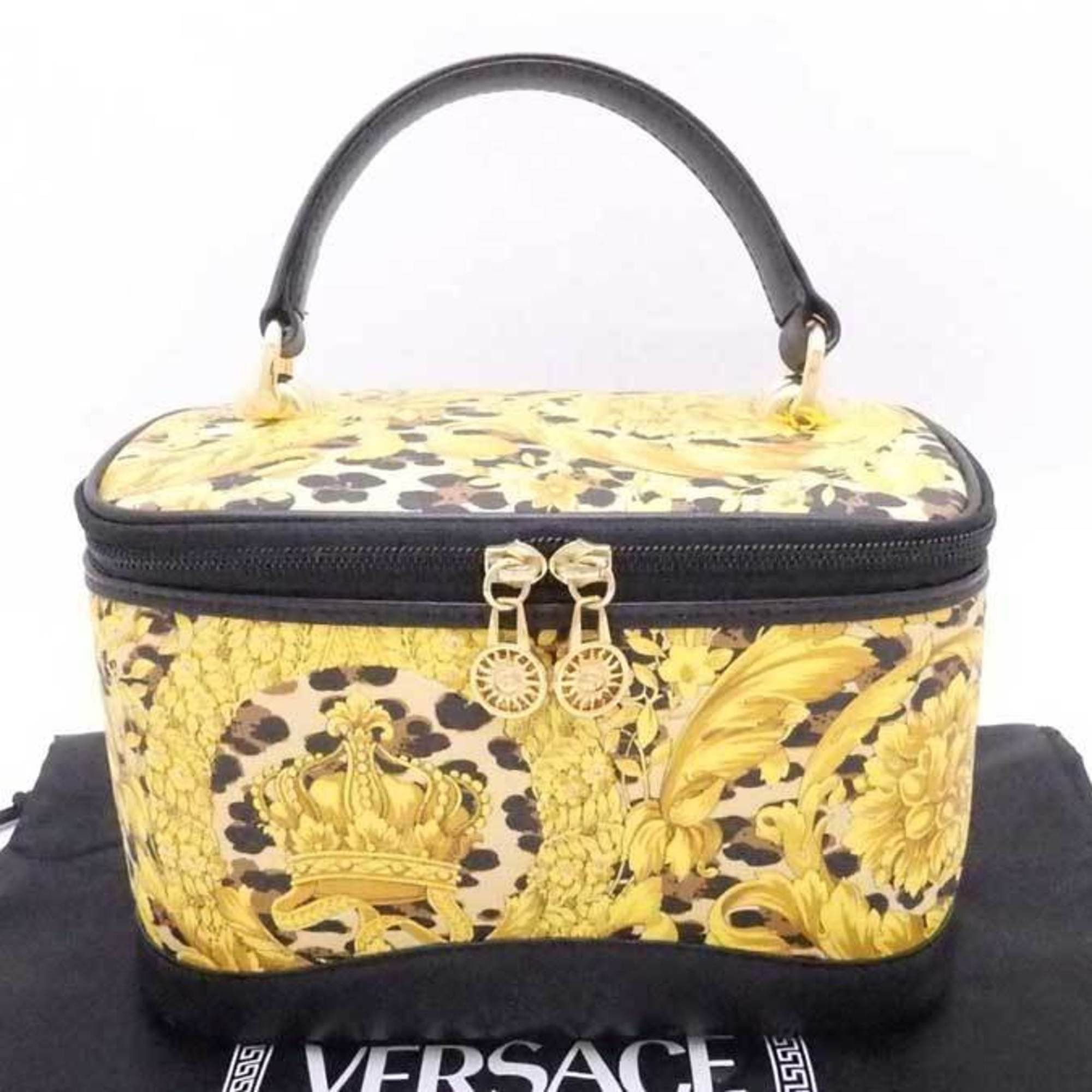 image of Versacegianni Handbag Vanity Bag Leopard Pvc/leather Beige X Gold Black, Women's