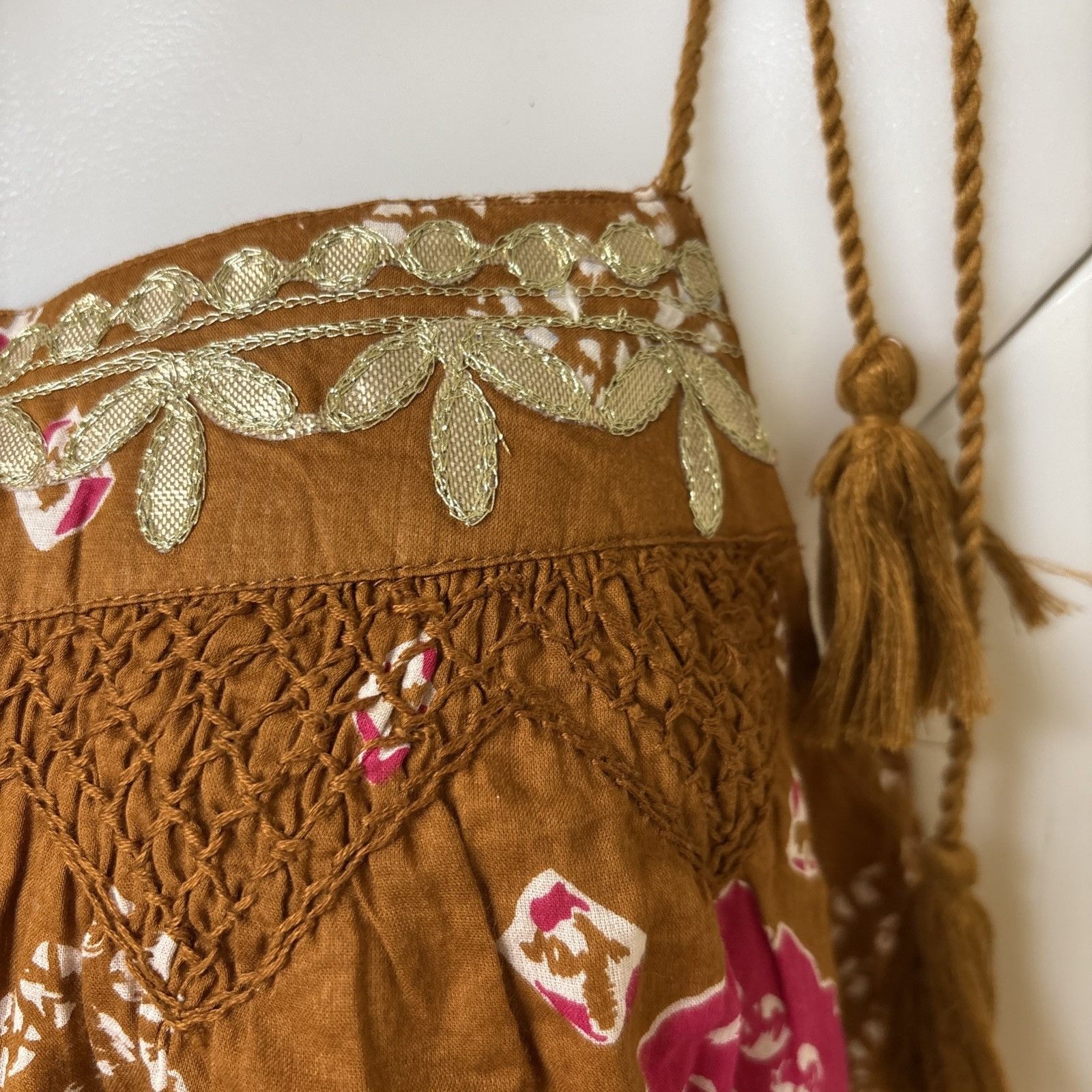 Nicole Miller Artelier Nicole Miller Boho Tank Womens XL Brown Pink Smocke Size XL / US 12-14 / IT 48-50 - 2 Thumbnail