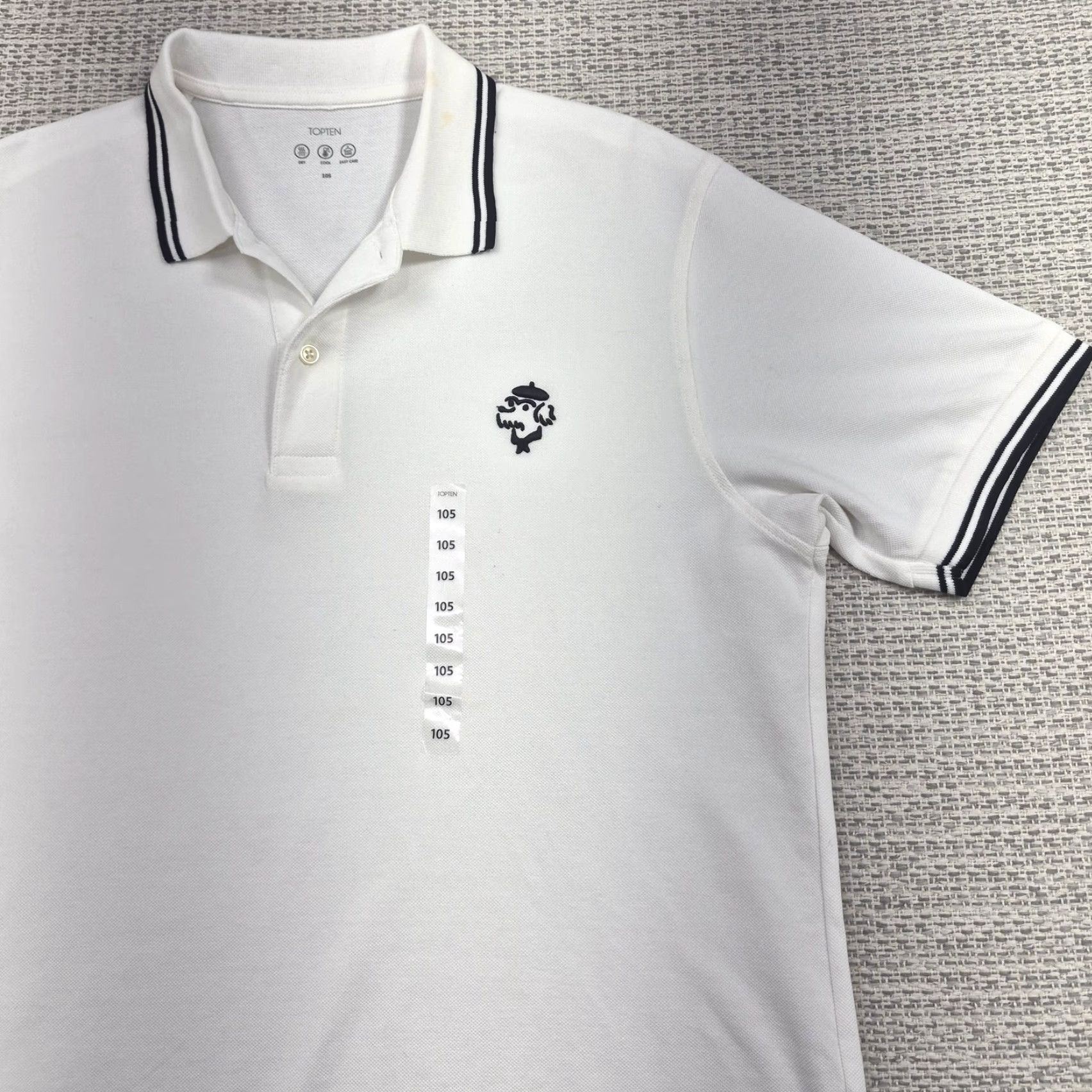 Vintage TOPTEN Polo Golf Shirt Mens Large White Tipped Collar Easy Care Tagless Casual Size US L / EU 52-54 / 3 - 2 Thumbnail
