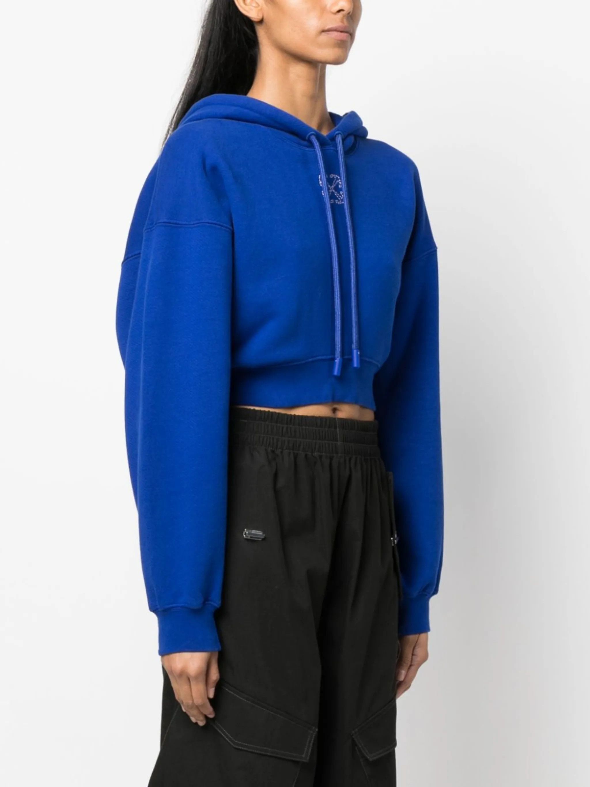 Off-White o1gr1nt0425 Embr Mini Arrow Crop Hoodie in Blue Size US S / EU 44-46 / 1 - 3 Thumbnail