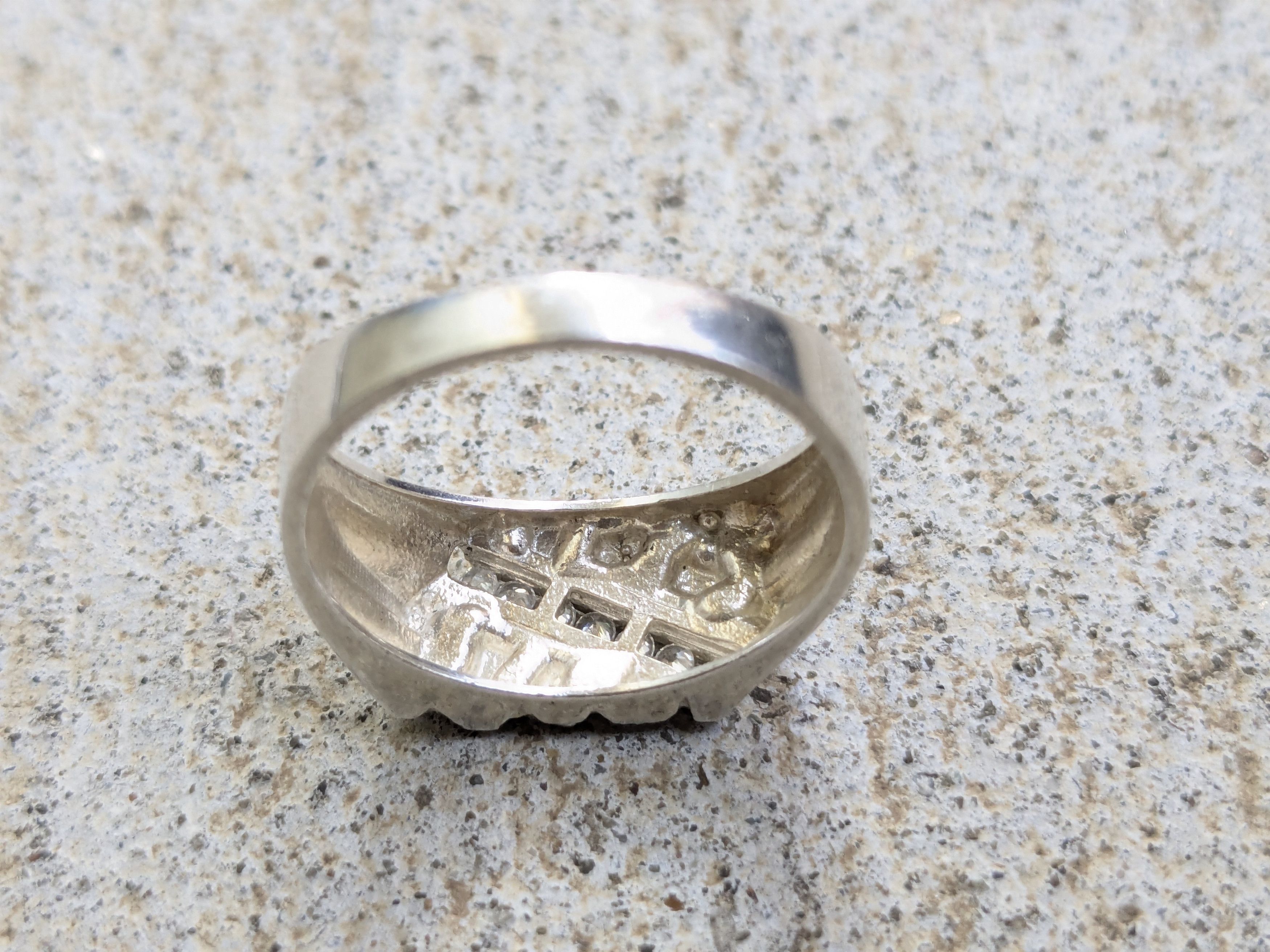 Jewelry × Vintage Sterling Silver Ring Nugget CZ Clear 9.75 Band Size ONE SIZE - 5 Thumbnail