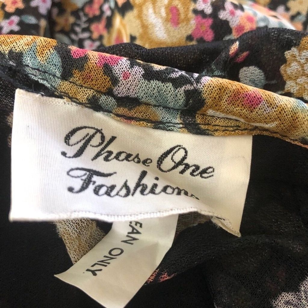 Vintage 80s Full Swing Boho Dress Back Zipper Floral Cottage Black M Size L / US 10 / IT 46 - 8 Thumbnail