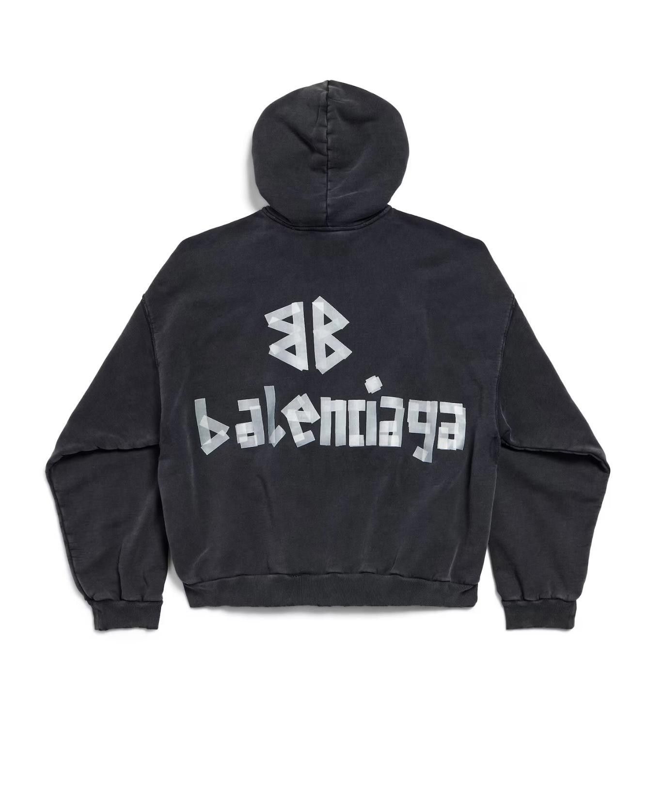 Balenciaga BALENCIAGA MEN'S TAPE TYPE RIPPED POCKET HOODIE SIZE M Size ONE SIZE - 2 Thumbnail