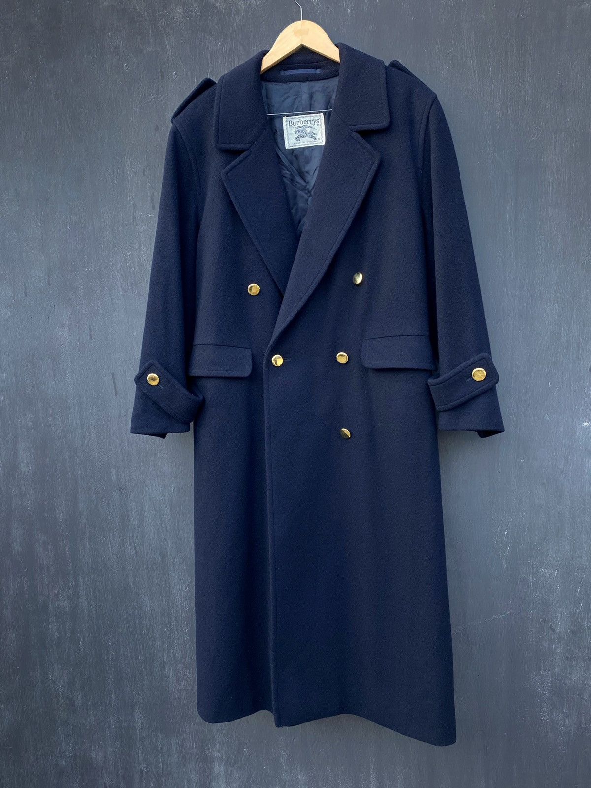 image of Burberrys Vintage Wool Double Breasted Coat Jacket Size 12 in Nav, Women's