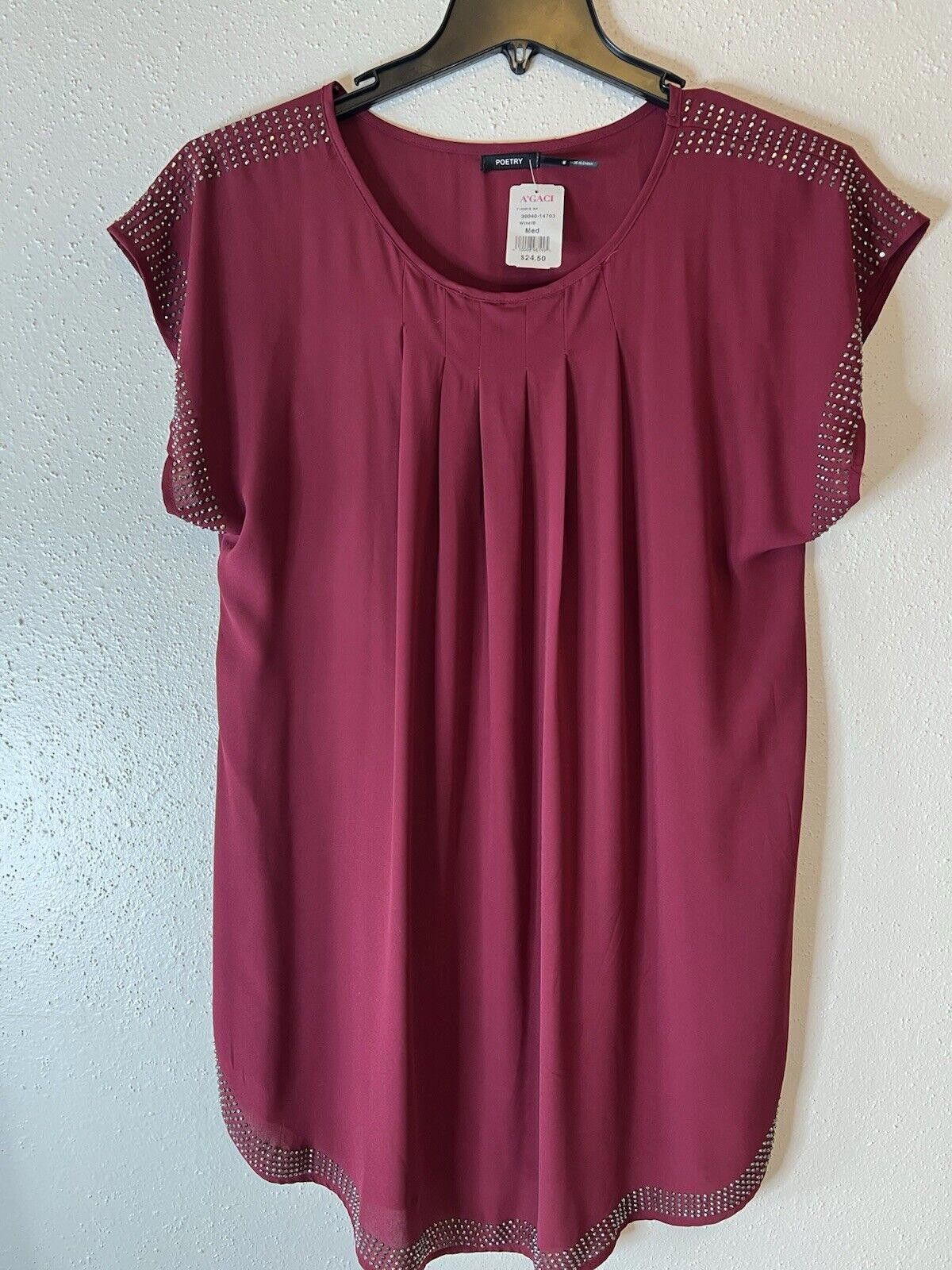 Designer Poetry Women’s Flowy Pleated Studded Dress Missing Belt! Size M / US 6-8 / IT 42-44 - 1 Thumbnail
