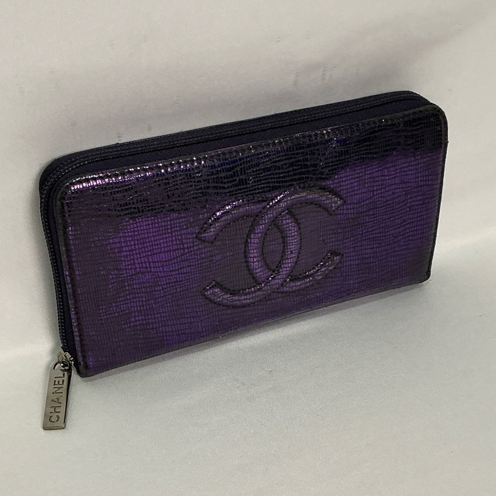 Chanel CHANEL Iridescent Purple Caviar Zip Lizard Embossed Wallet Size ONE SIZE - 11 Thumbnail