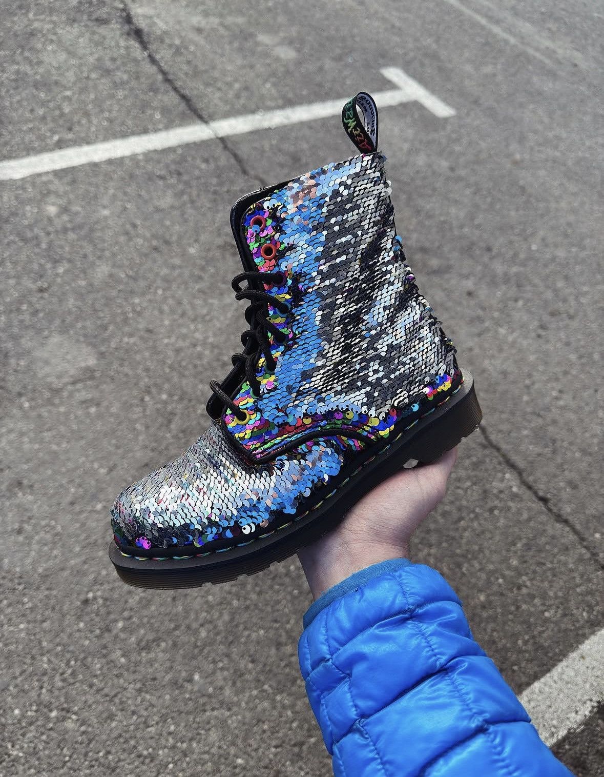 Dr. Martens Dr. Martens 1460 Pascal Reversible Sequin boots Size US 7 / IT 37 - 2 Thumbnail