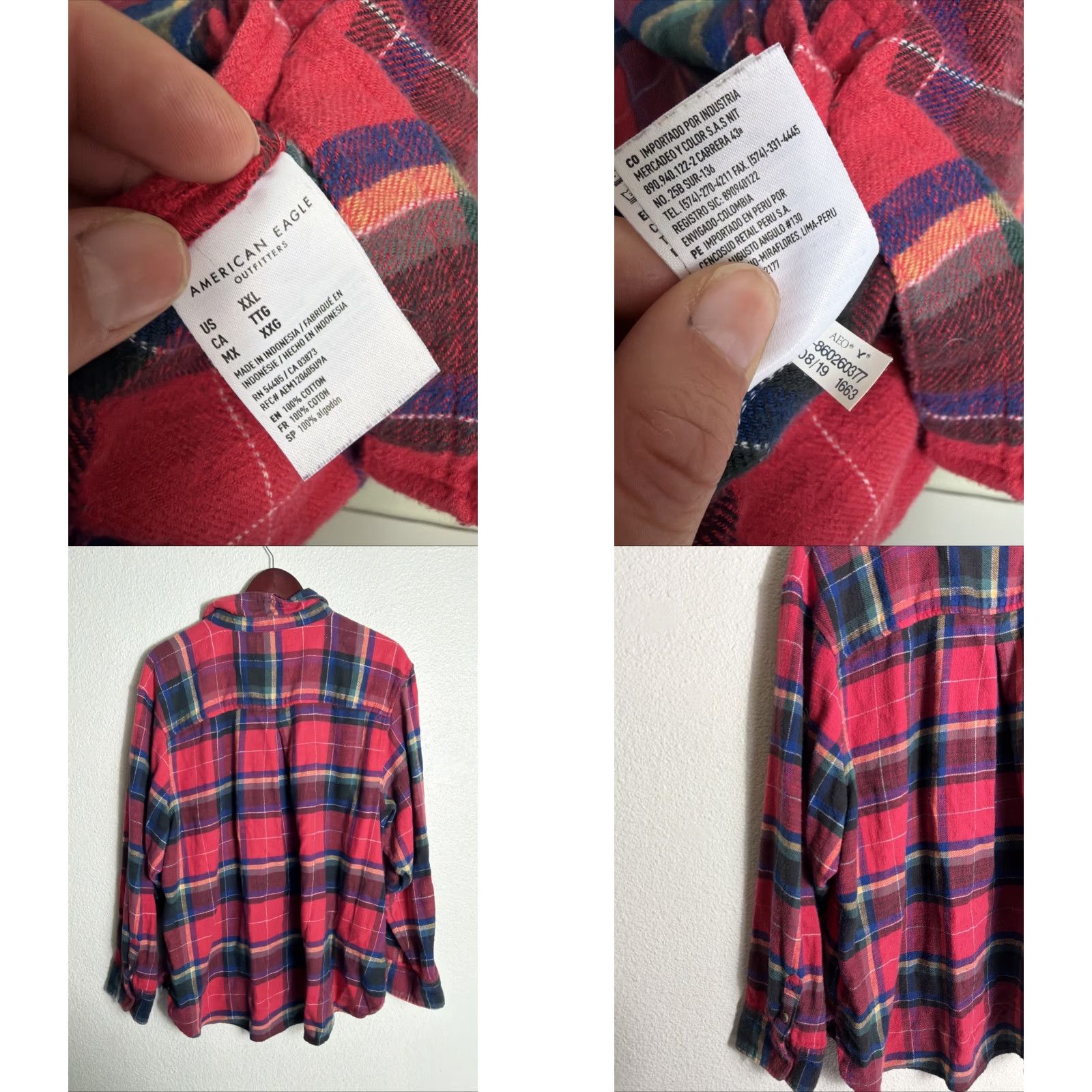 American Eagle Outfitters American Eagle Women’s XXL Long Sleeve Flannel Shirt Red Plaid Button-Up Boyfriend Fit Size XXL / US 16-18 / IT 52-54 - 8 Thumbnail