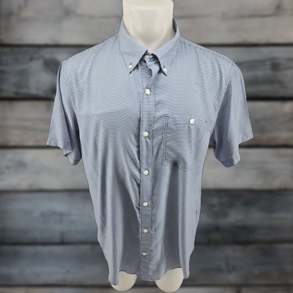 Mountain Khakis VINTAGE Mountain Khakis Blue Checker Polyester Short Sleeve Button Up Shirt XL Classic Shirt Mens Blue Checker 90s Outdoor Fashion Size US XL / EU 56 / 4 - 1 Thumbnail