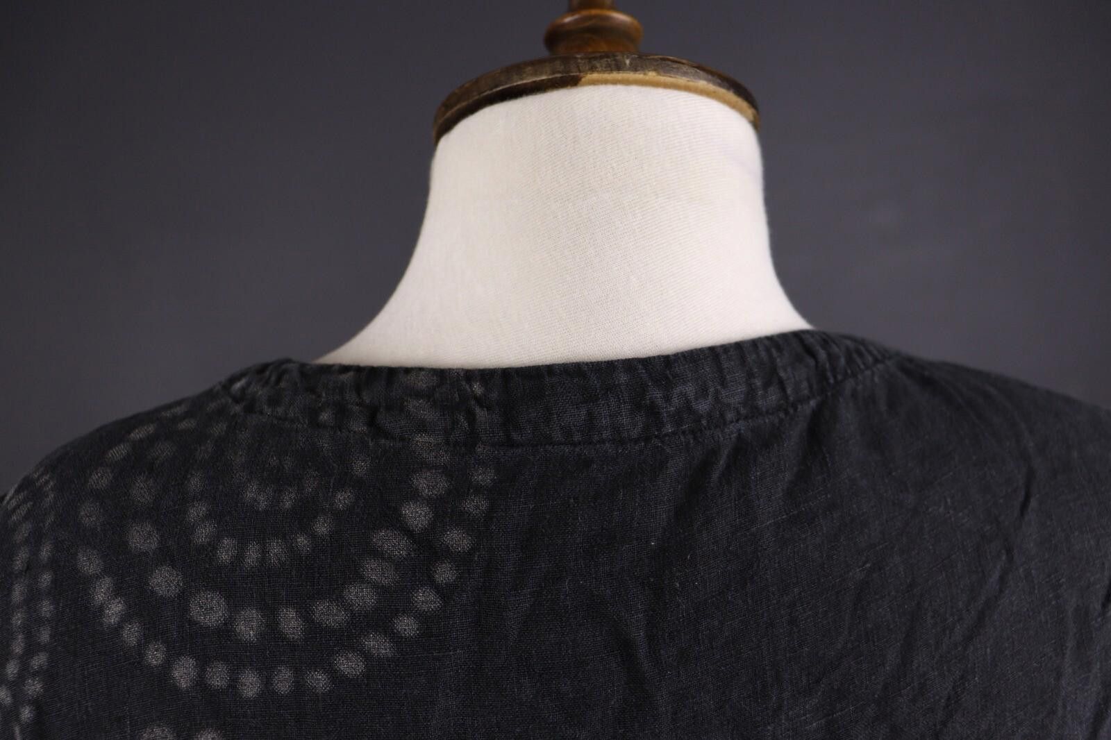 Designer Elemente Clemente Black Lagenlook Floral Linen Top Shirt 3 Size M / US 6-8 / IT 42-44 - 9 Thumbnail
