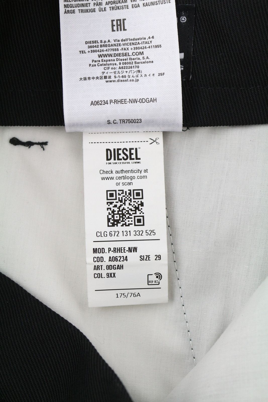 Diesel P-RHEE-NW W29 Black Wool Blend Pleated Zip Cargo 85383 Size US 29 - 12 Thumbnail