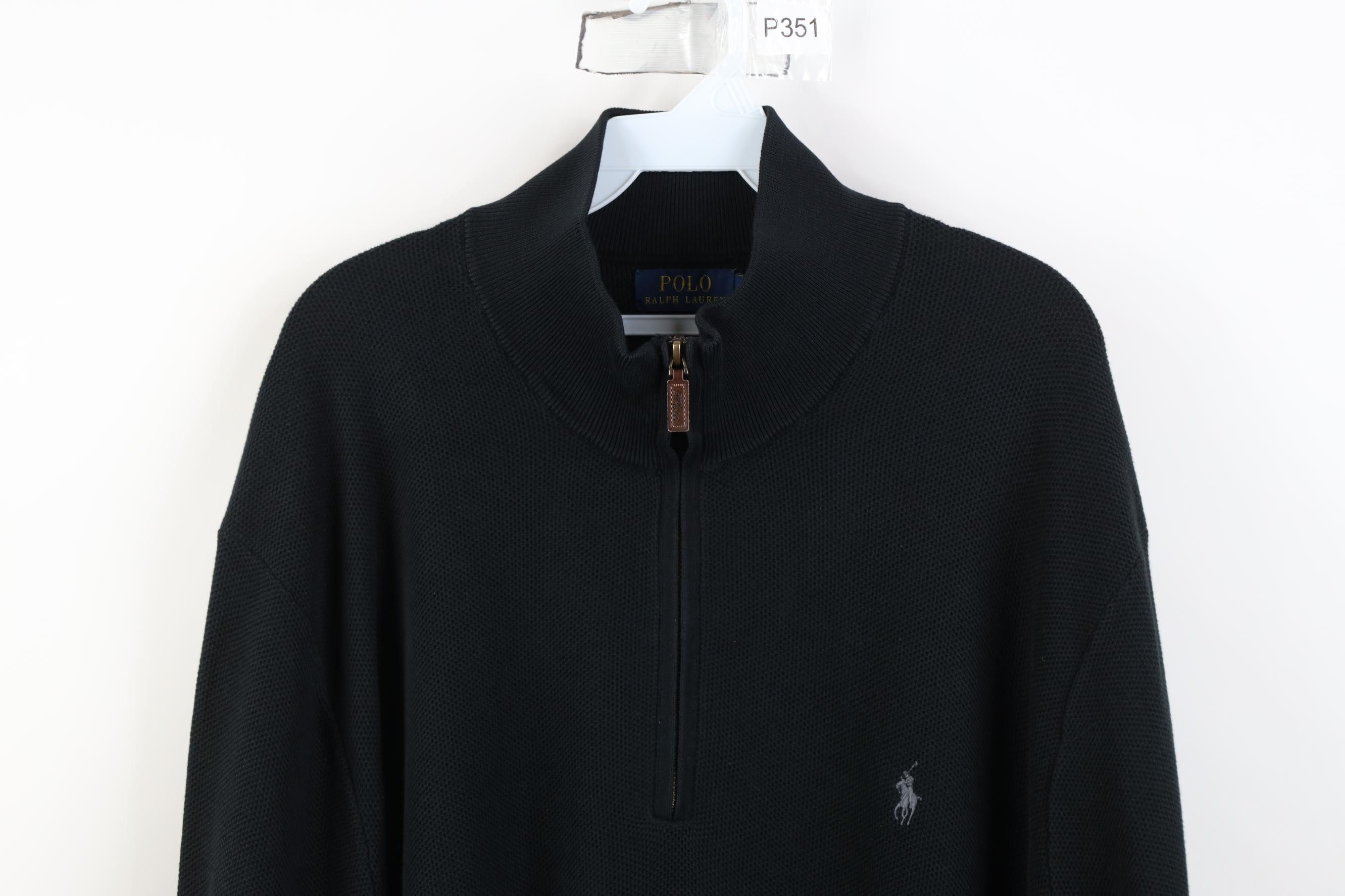 Polo Ralph Lauren Ralph Lauren Thermal Knit 1/4 Zip Pullover Sweater Black Size US XXL / EU 58 / 5 - 2 Thumbnail