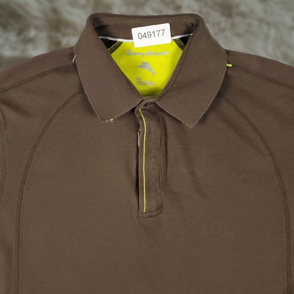 Tommy Bahama Tommy Bahama Polo Shirt Men Large Brown Solid Short Sleeve Casual Activewear Size US L / EU 52-54 / 3 - 1 Thumbnail