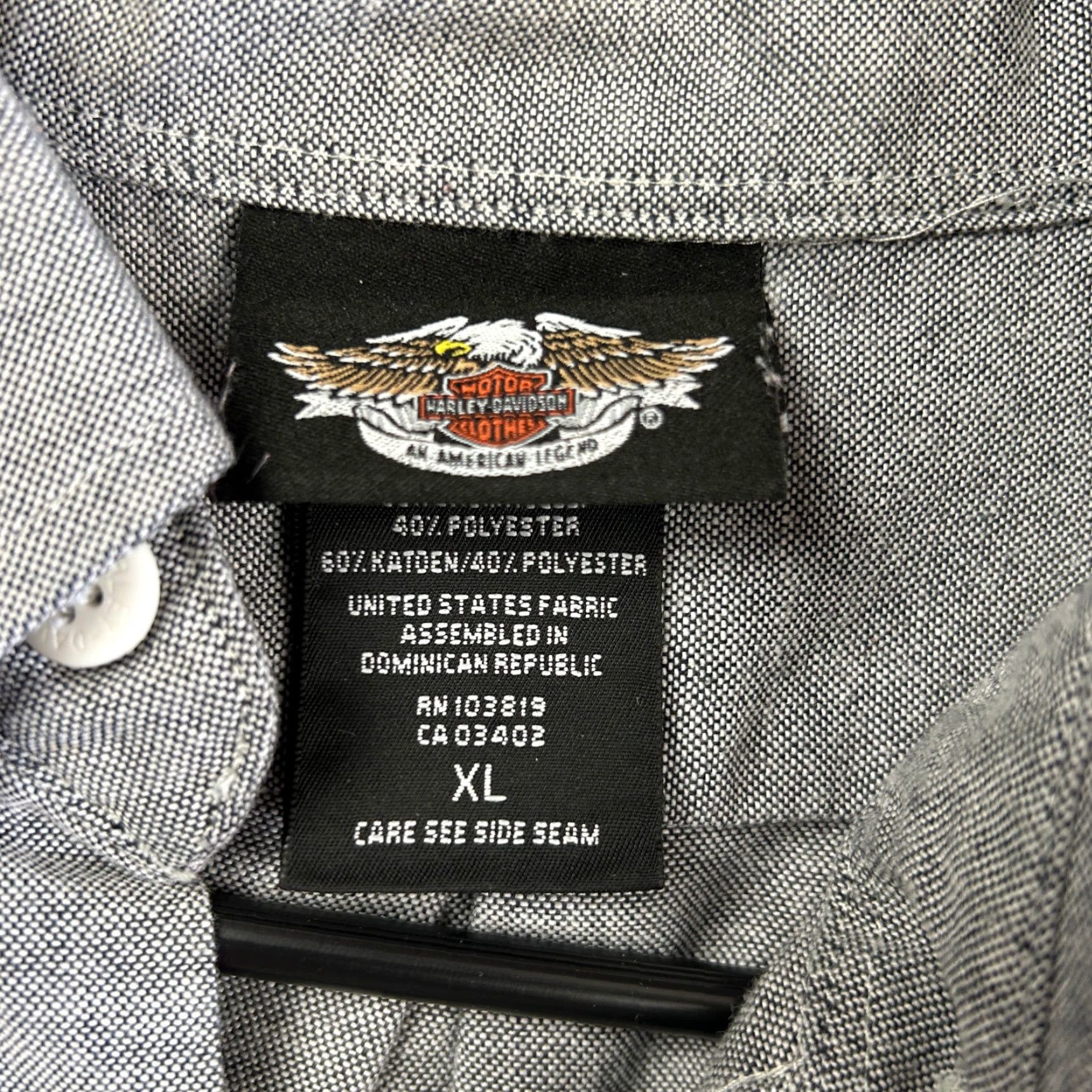 Harley Davidson VINTAGE Harley Davidson Shirt XL Gray Chambray Button-Up Embroidered Long Sleeve Mens Size US XL / EU 56 / 4 - 4 Thumbnail