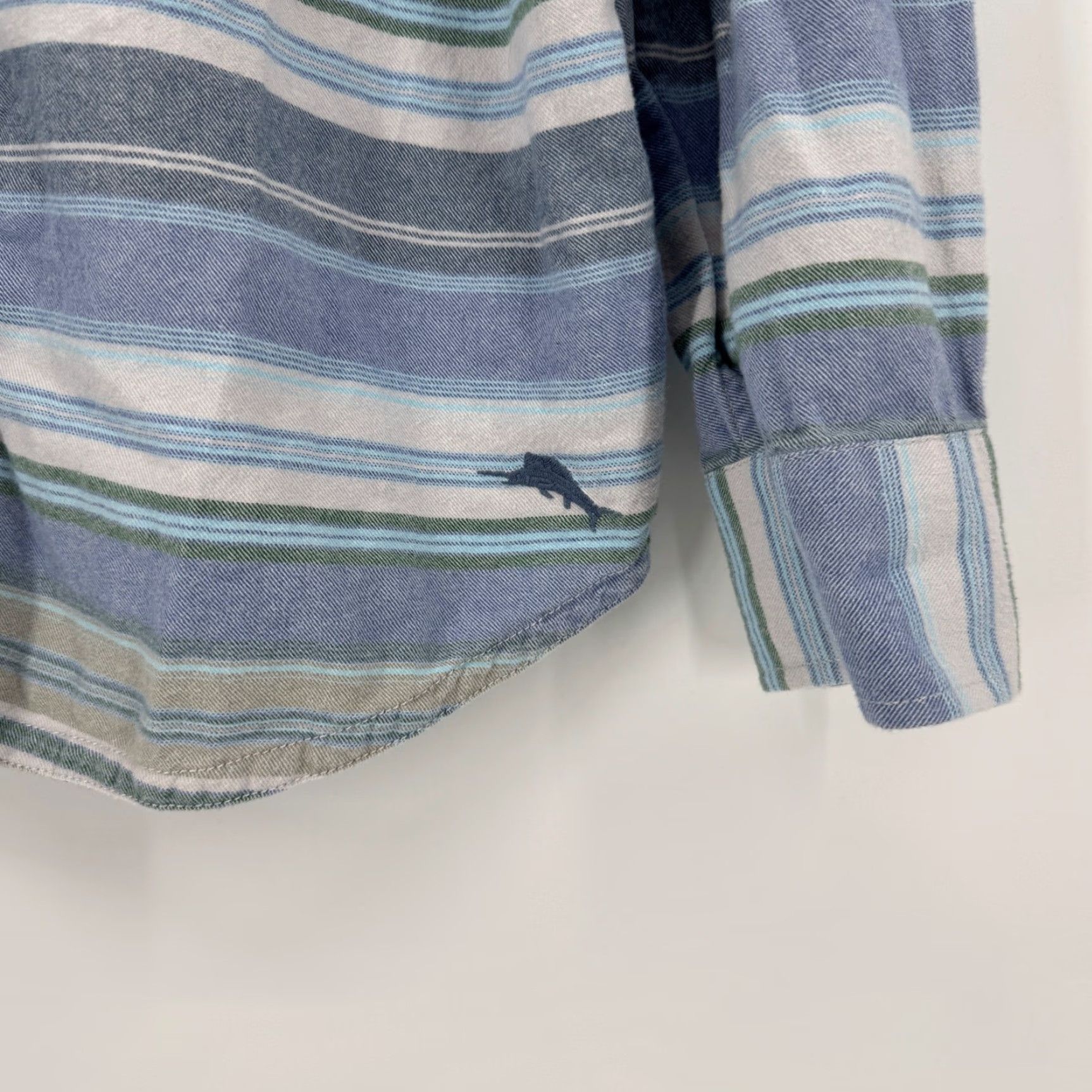Tommy Bahama Tommy Bahama Button-Down Shirt Mens Large Long Sleeve Striped Casual Pocket Blue Size US L / EU 52-54 / 3 - 4 Thumbnail