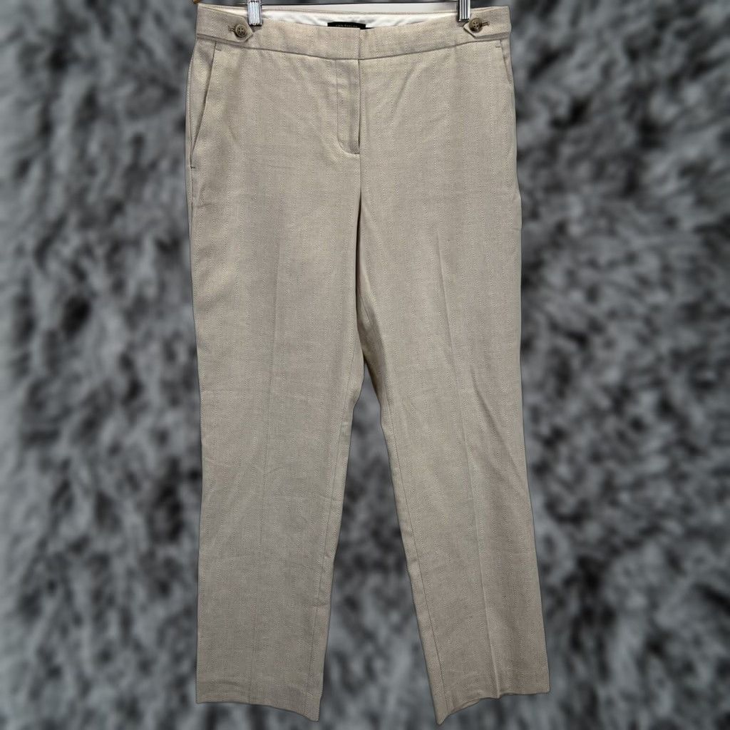 Ann Taylor WOMENS Ann Taylor Linen Blend Dress Pants Size 10 Curvy Fit Tan/Pink Hue Size 32" / US 10 / IT 46 - 1 Thumbnail