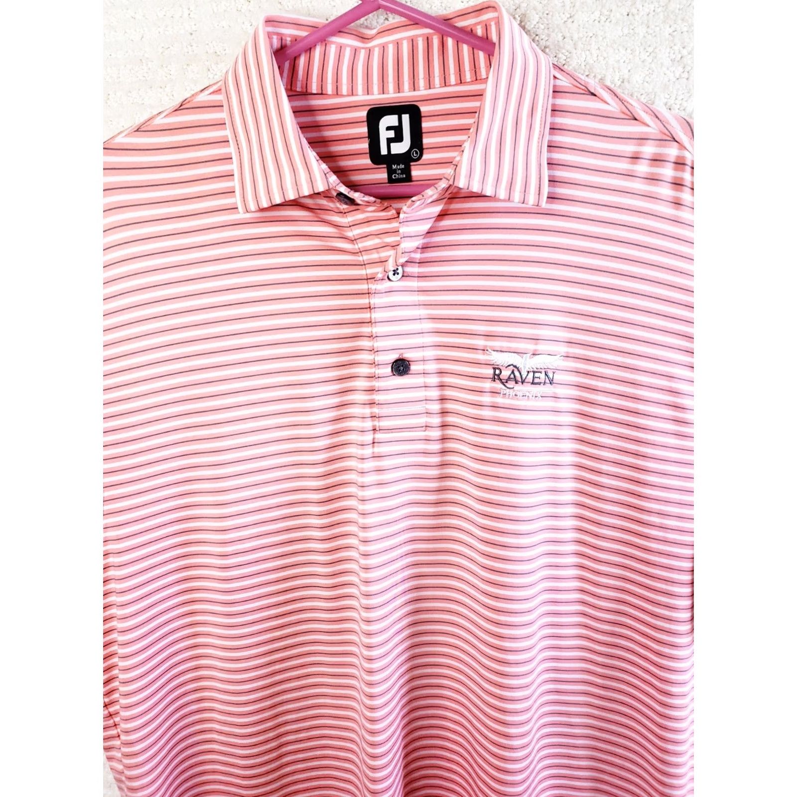 Footjoy FootJoy Mens Polo Golf Shirt Pink Stripe Short Sleeve L Regular Shirt Men Golf Pattern Floral All Over Size US L / EU 52-54 / 3 - 3 Thumbnail