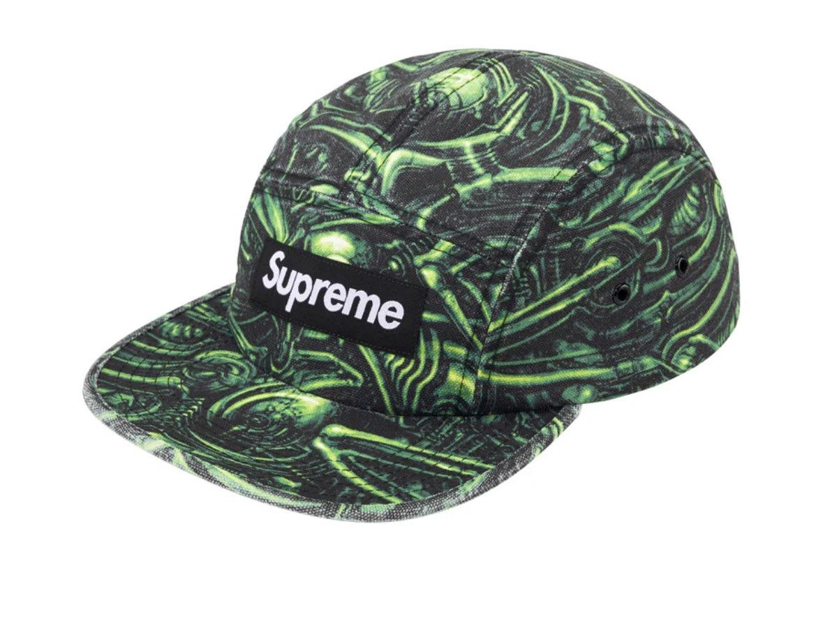 image of Supreme H.r. Giger Camp Cap Green Osfa, Men's
