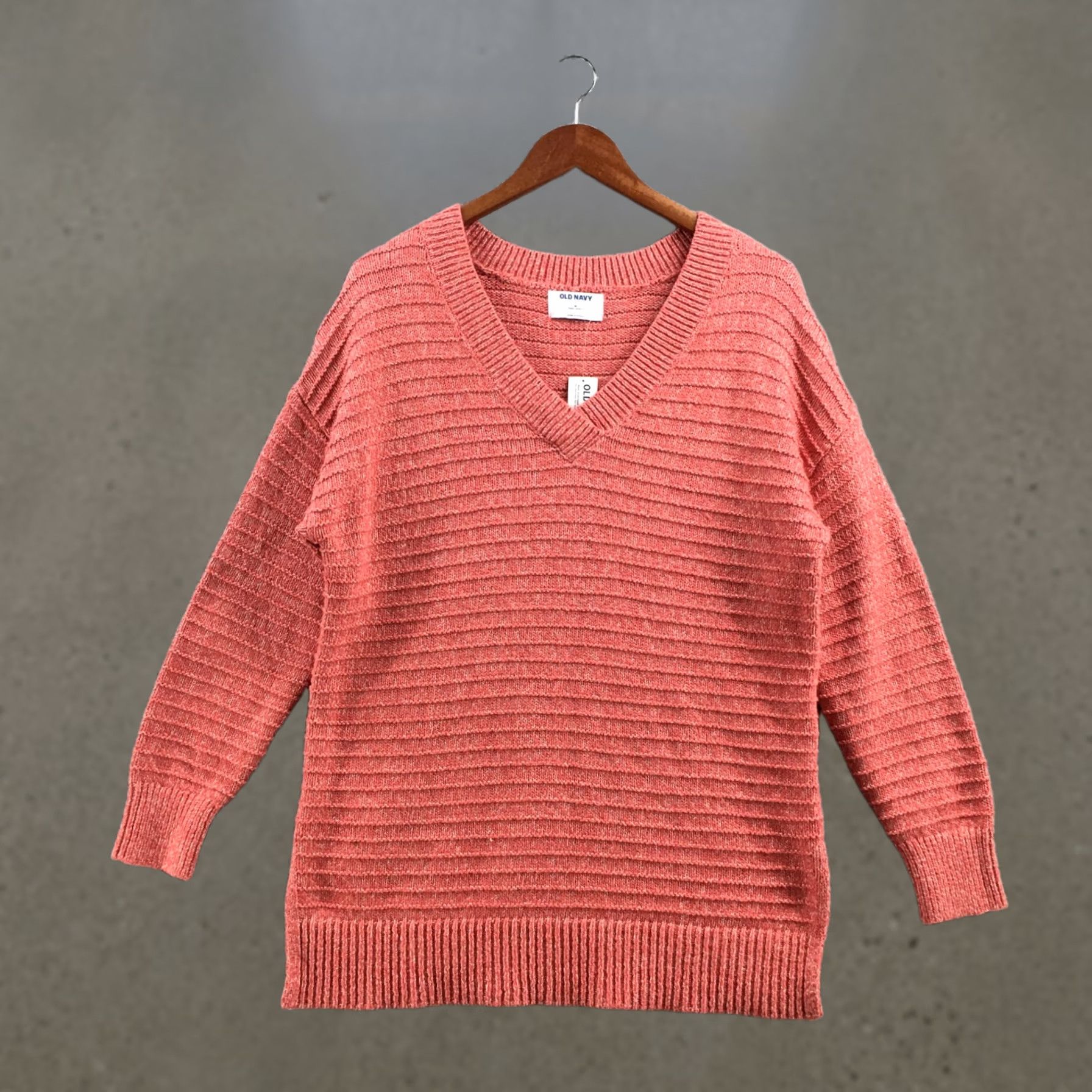 Old Navy Old Navy Sweater Womens M Coral Cotton Knitted Long Sleeve V-Neck Pullover NEW Size M / US 6-8 / IT 42-44 - 1 Thumbnail