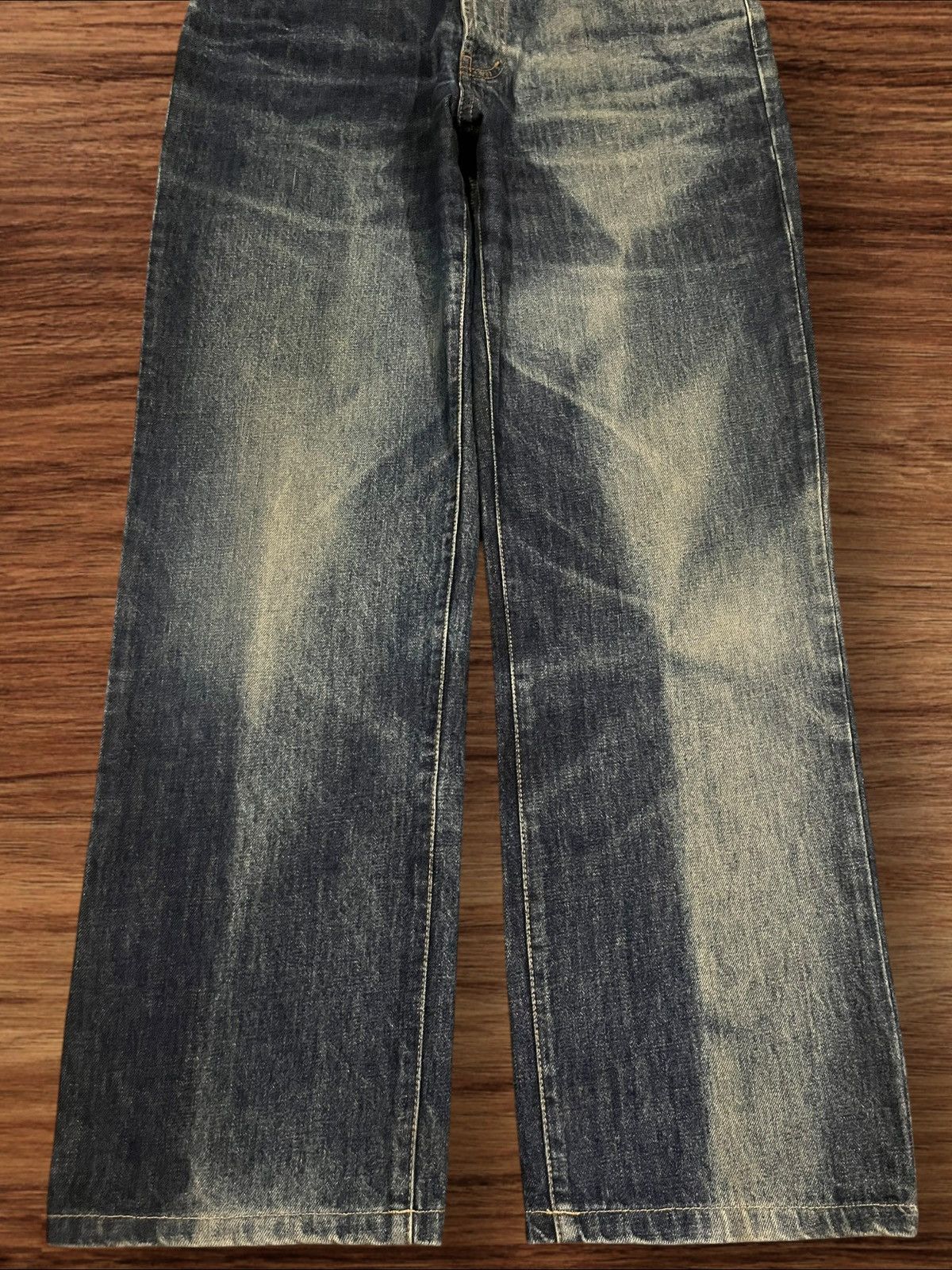 Japanese Brand × Vintage ⚡️Vintage⚡️Elvis Presley The King Of Rock Bleached Blue Jeans Size US 32 / EU 48 - 9 Thumbnail
