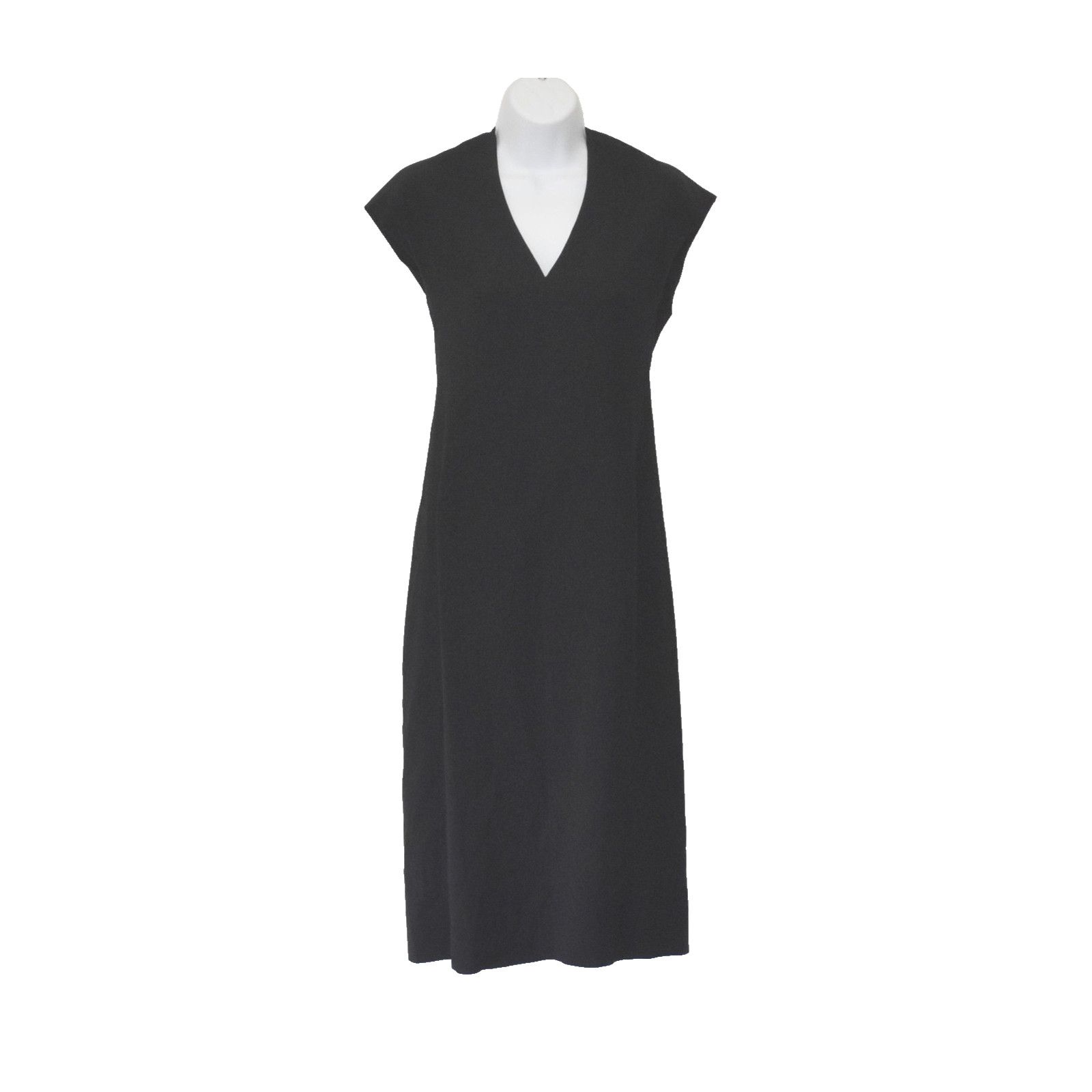 Vince Classic Black Cap Sleeve V Neck Midi Dress Size 0 $345, Women's (Size Xs)