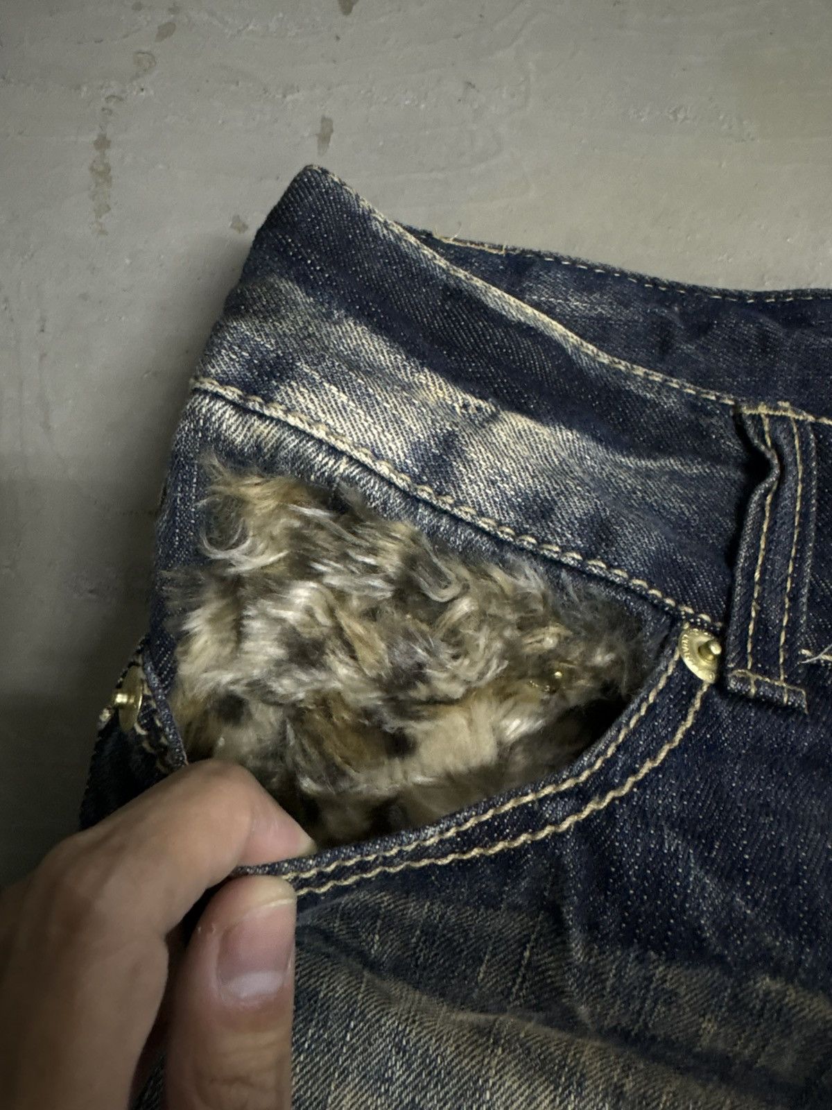Hysteric Glamour Y2K Glamour Vintage Sexy Faux Fur Denim Super Mini Shorts Size 30" / US 8 / IT 44 - 5 Thumbnail
