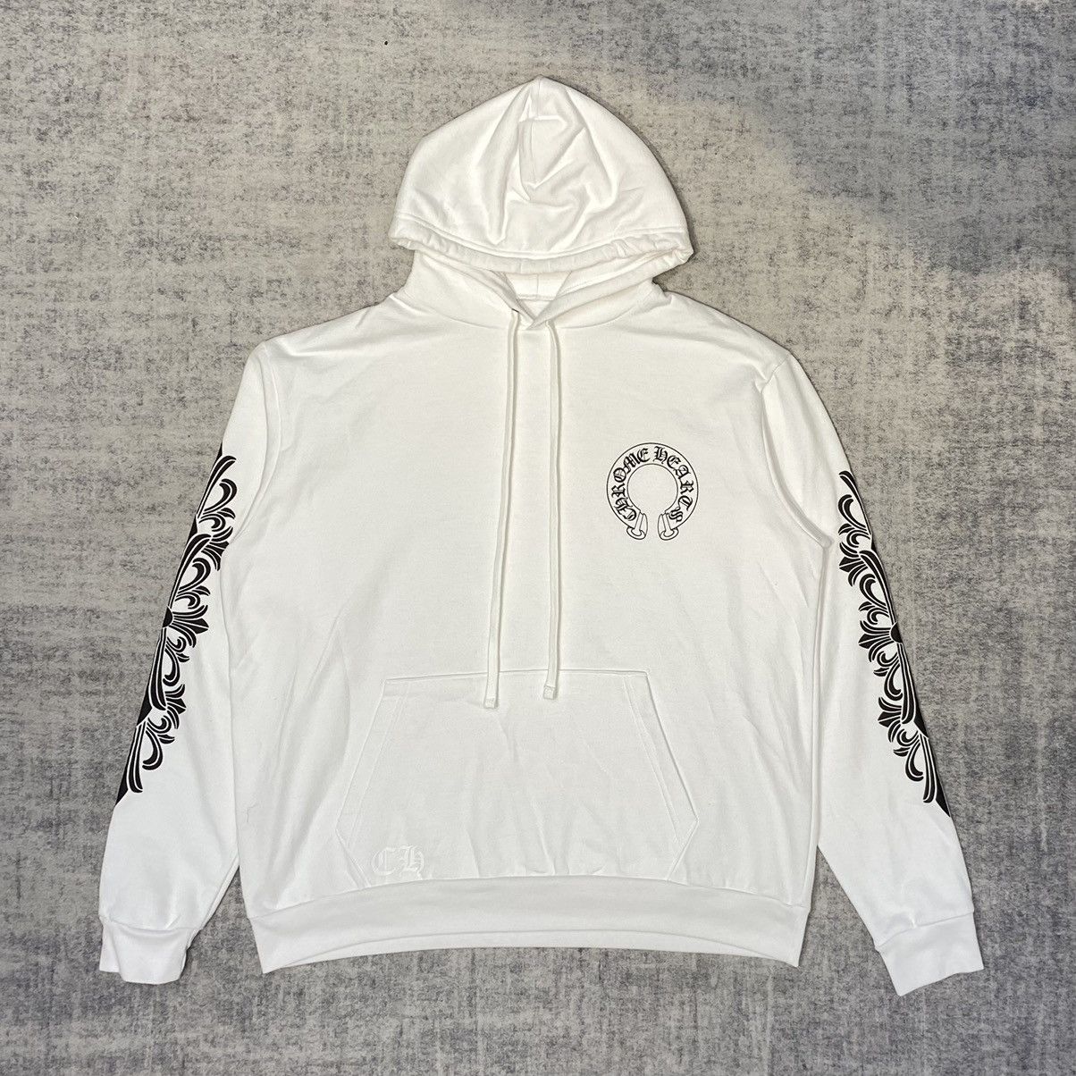 Chrome Hearts CHROME HEARTS HorseShoe Floral Hoodie WHITE Size US L / EU 52-54 / 3 - 1 Thumbnail