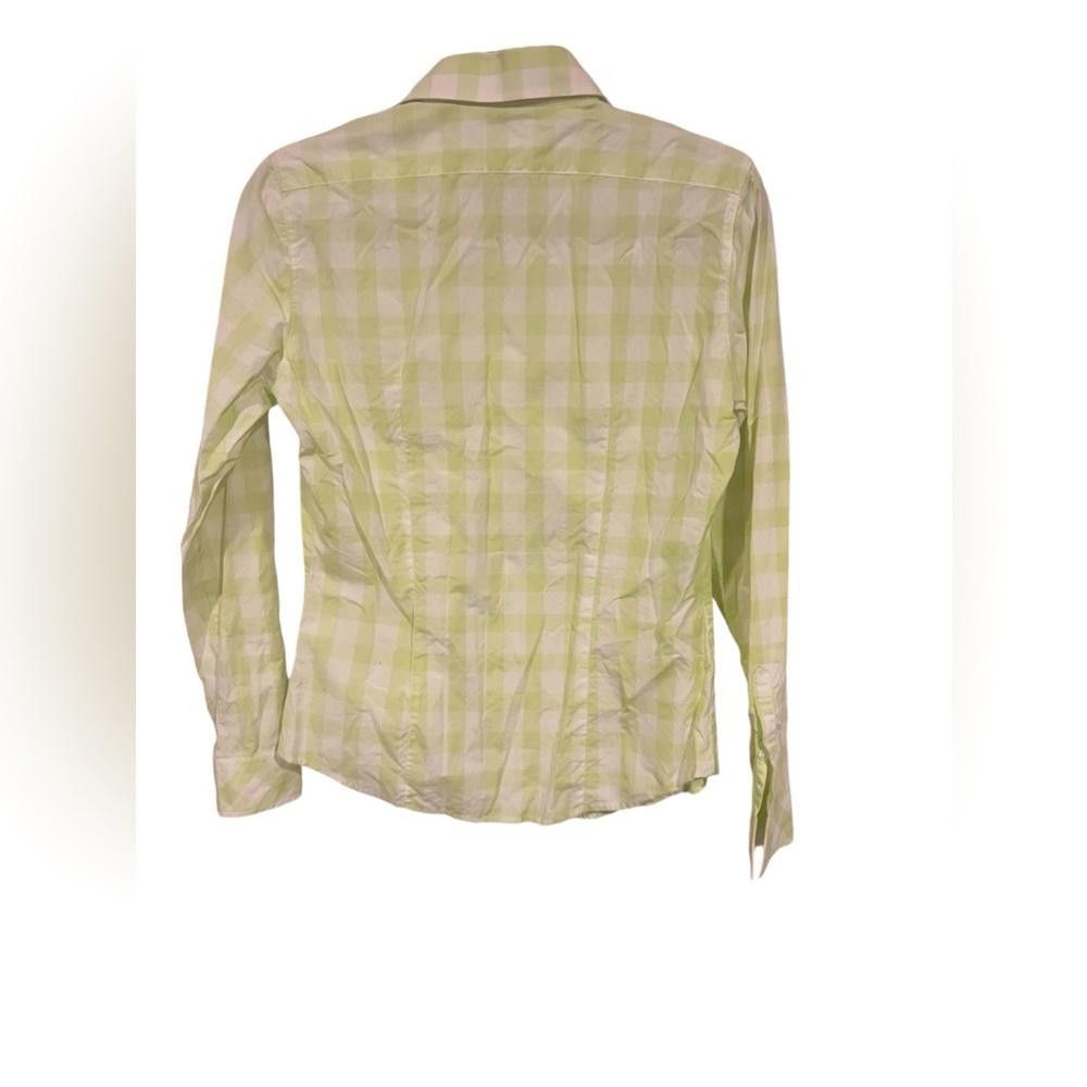 Designer Lilly Pulitzer Button Up White Green Plaid Long Sleeve top Size S / US 4 / IT 40 - 2 Thumbnail