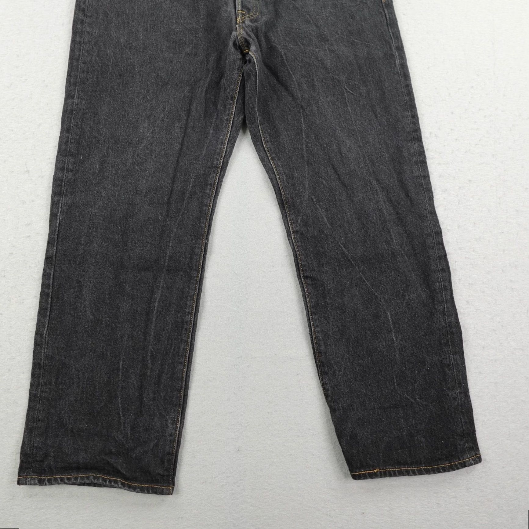 Levi's Levis Jeans Mens 36x30 Black Denim 501 Button Fly Classic Straight Leg Red Tab Size US 36 / EU 52 - 3 Thumbnail