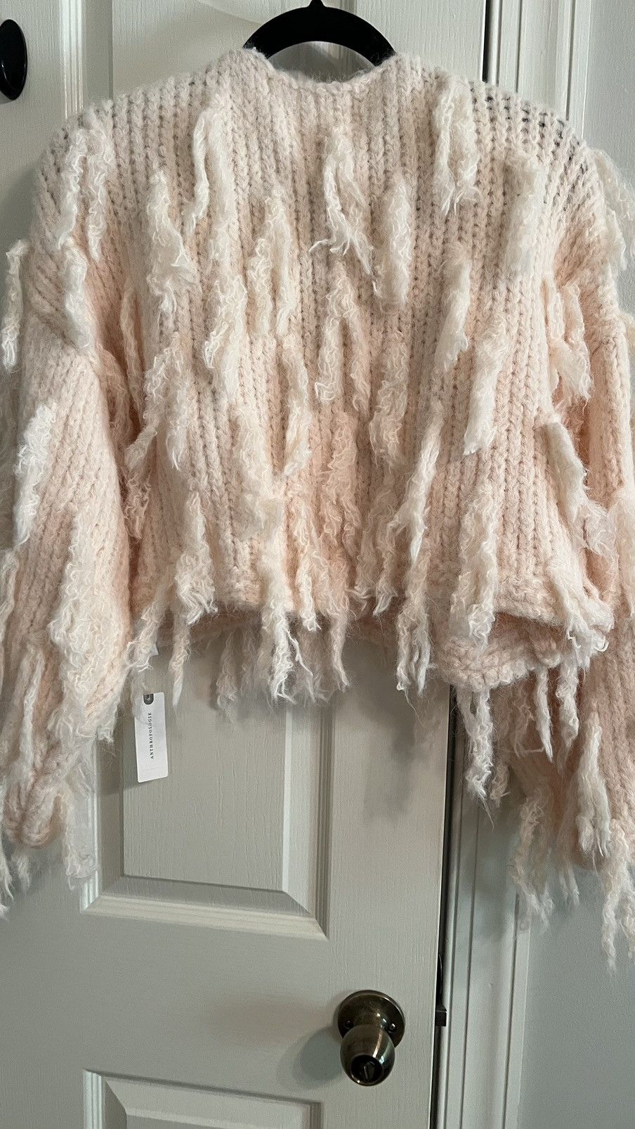 Anthropologie NWT Anthropologie cropped cardigan sweater, OS, pink/peach. Size ONE SIZE - 2 Thumbnail