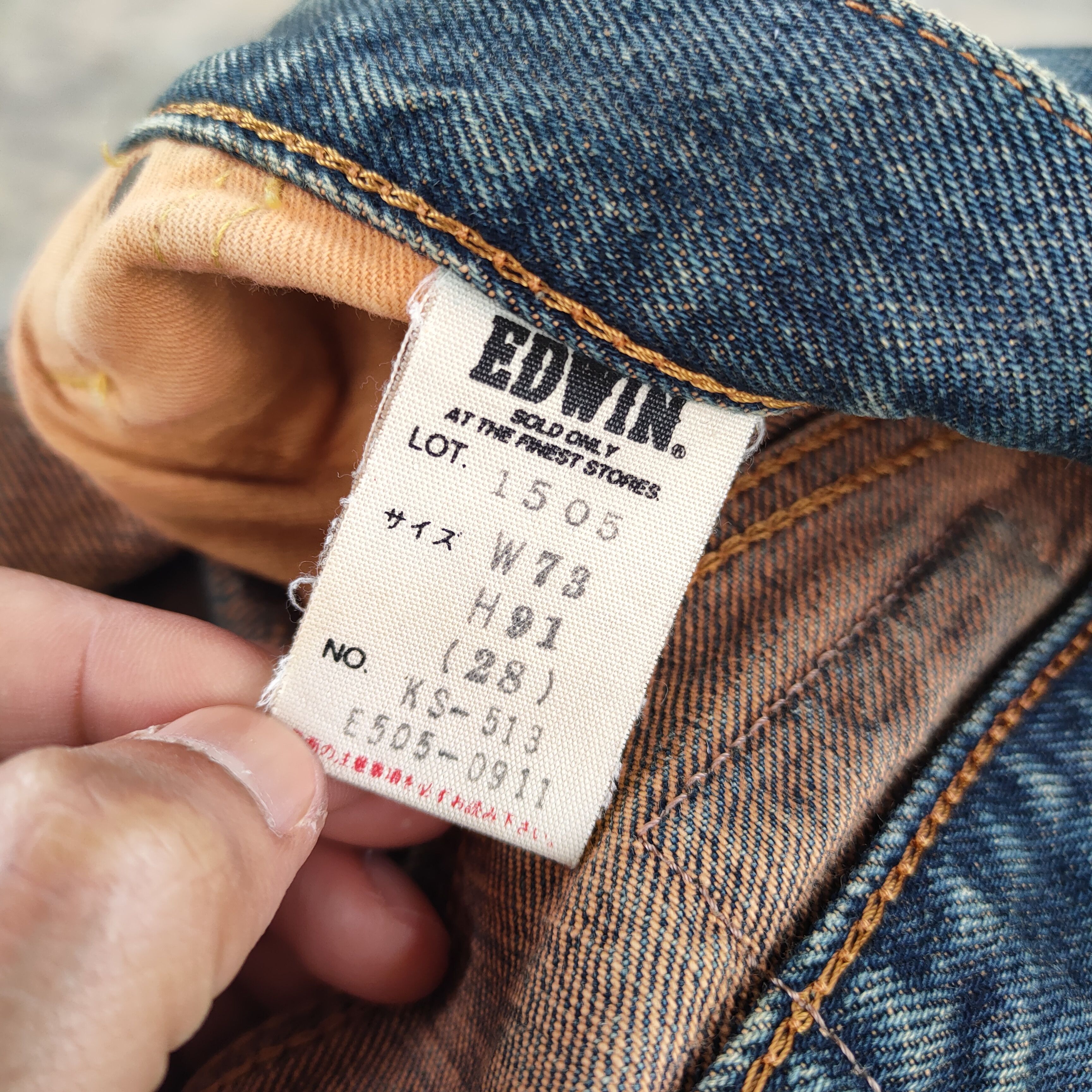 Edwin VINTAGE RUSTY EDWIN ORANGE TAG RIPPED DENIM JEANS PANTS Size US 29 - 14 Thumbnail