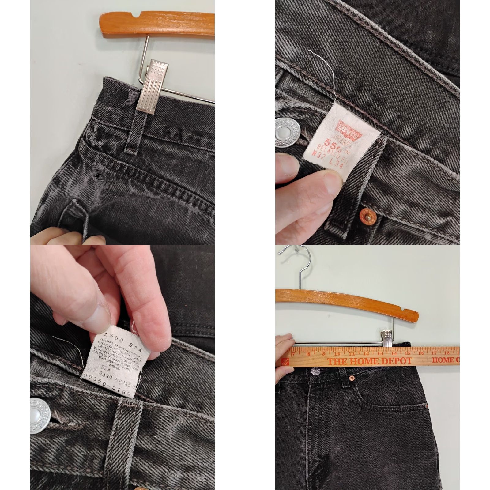 Levi's VINTAGE Levis 550 Black Mens 32x34 Actual 30x34 Distressed Faded Jeans Size US 30 / EU 46 - 8 Thumbnail