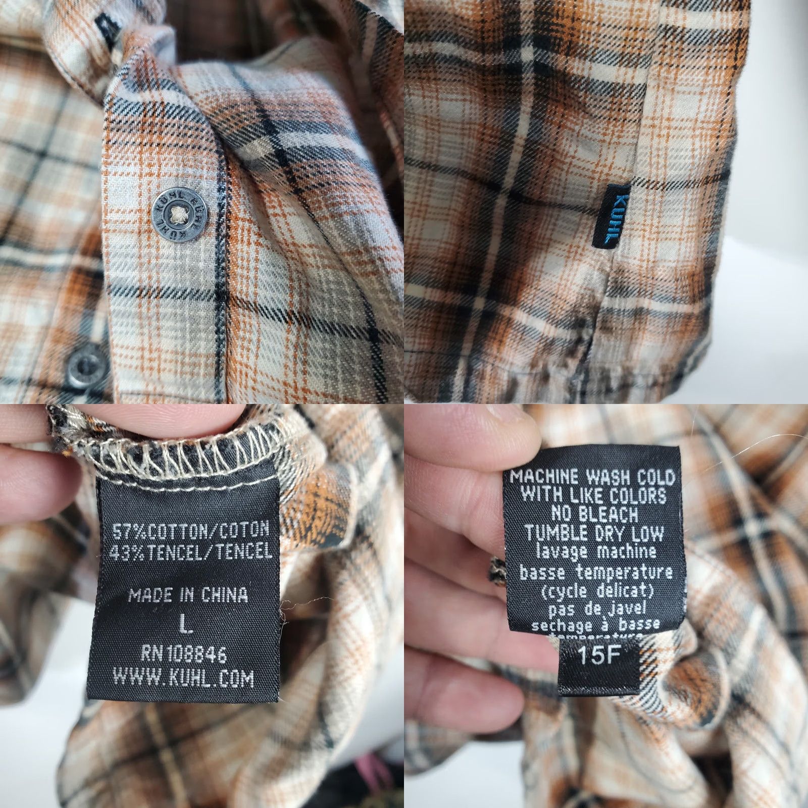 Vintage Kuhl Shirt Mens Large Brown Black Orange Plaid Long Sleeve Outdoors Hiking Casual Size US L / EU 52-54 / 3 - 8 Thumbnail