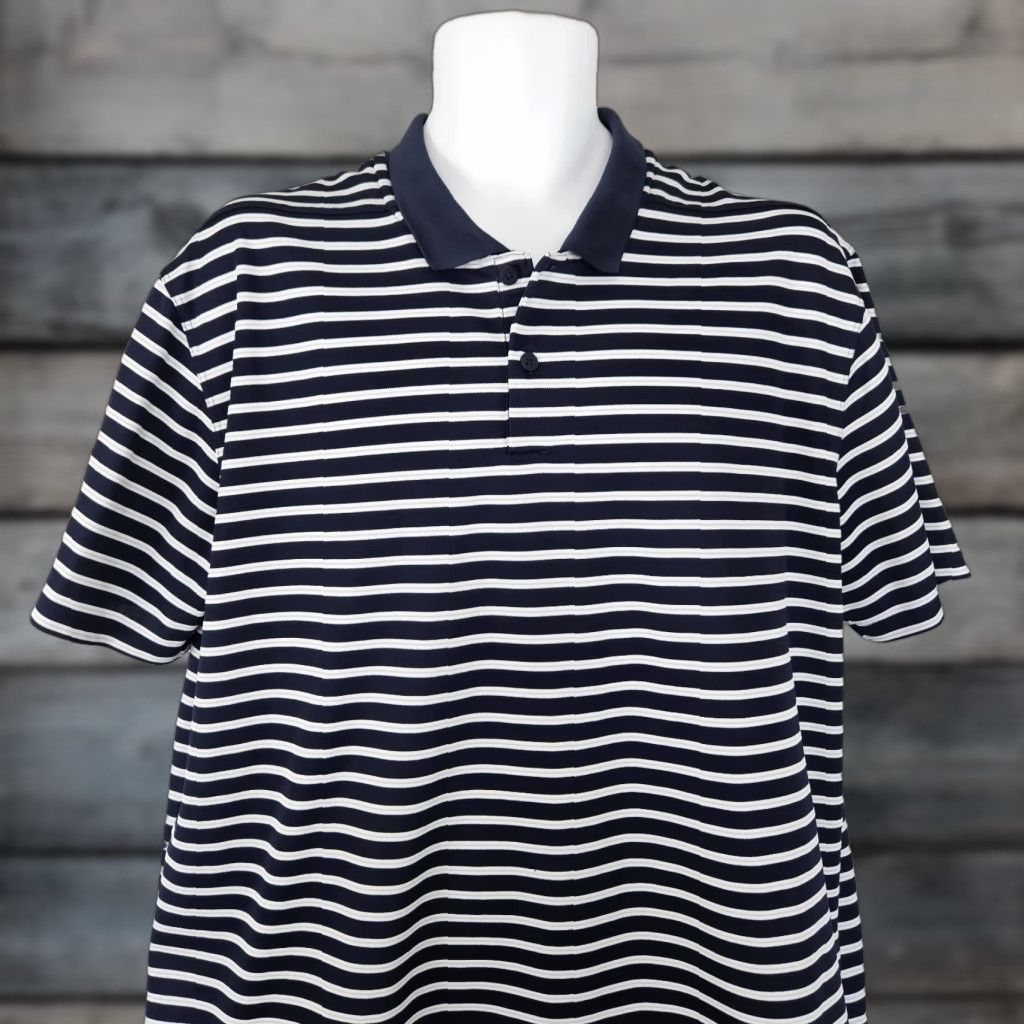 Nike Nike Mens Polo Dri-Fit Short Sleeve XL Blue White Stripe Shirt Size US XL / EU 56 / 4 - 1 Thumbnail