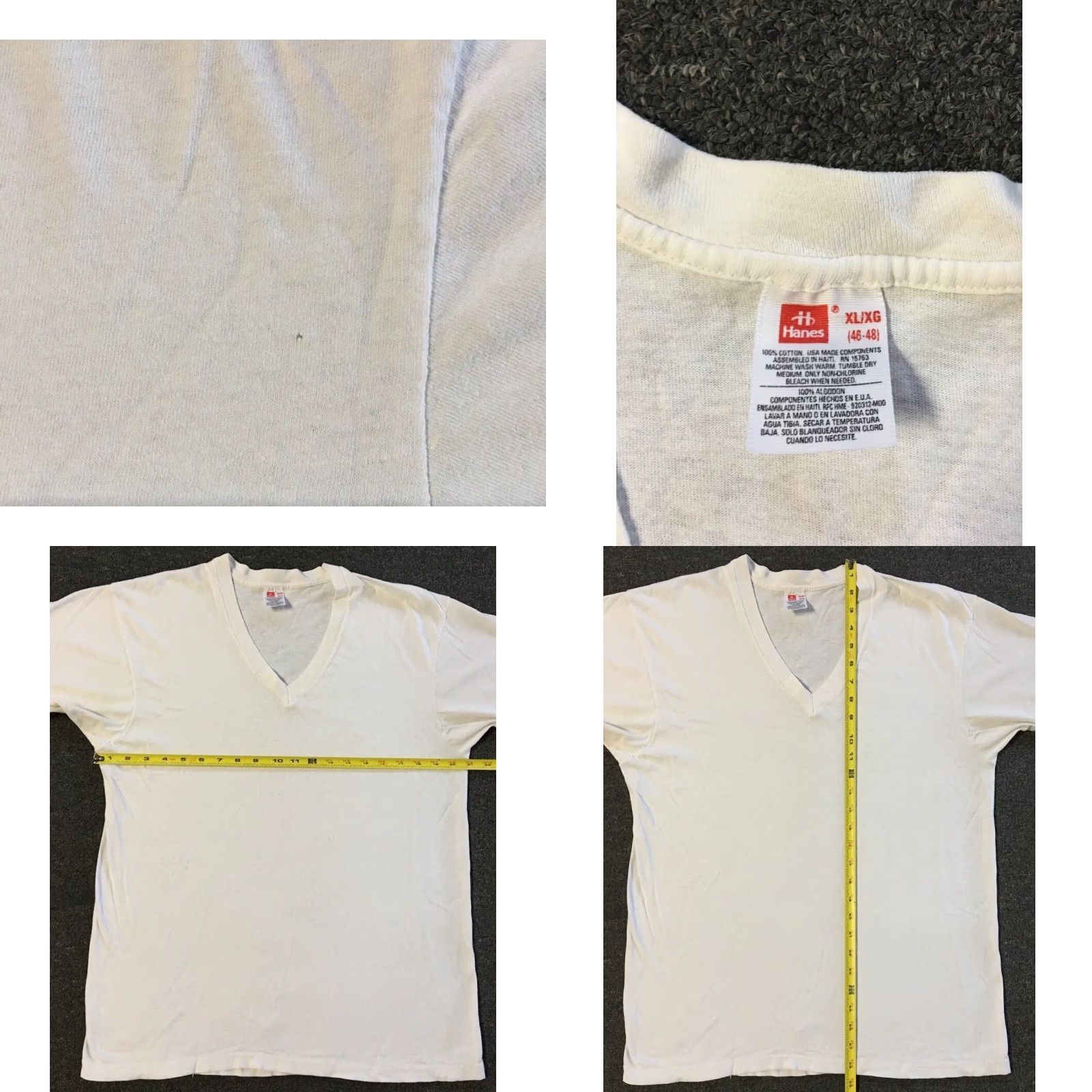Vintage VINTAGE Hanes Faded V Neck Shirt M L White 90s 80s Biker Trucker Punk Grunge Surf Skate PE 80s Mens T-Shirt Knit Single Stitch Size US M / EU 48-50 / 2 - 9 Thumbnail