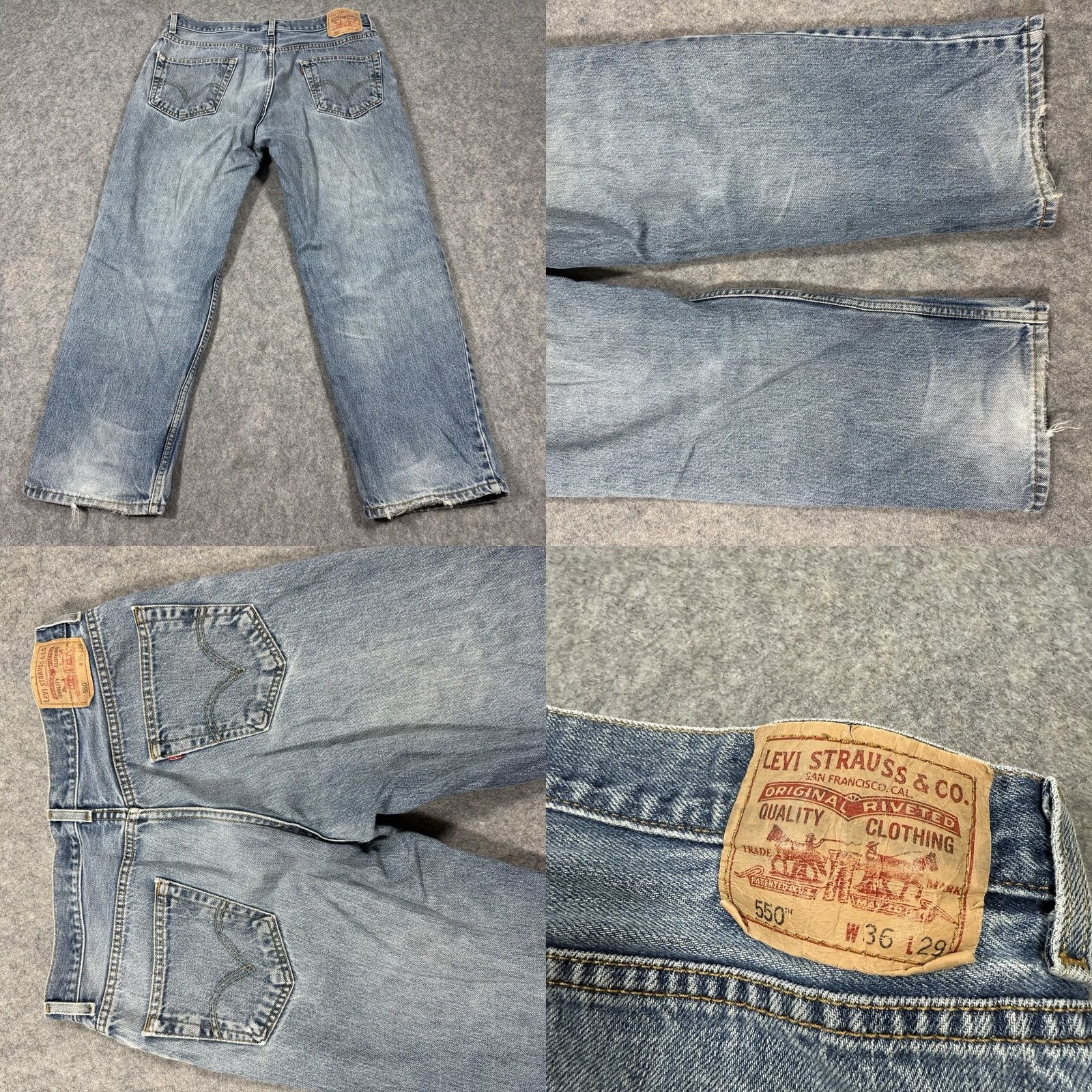 Levi's Levis 550 Jeans Mens 36x28 Blue Denim Vintage 90s Relaxed Fit 5-Pocket City Grunge Retro USA 90s Mens Jeans Size US 36 / EU 52 - 10 Thumbnail